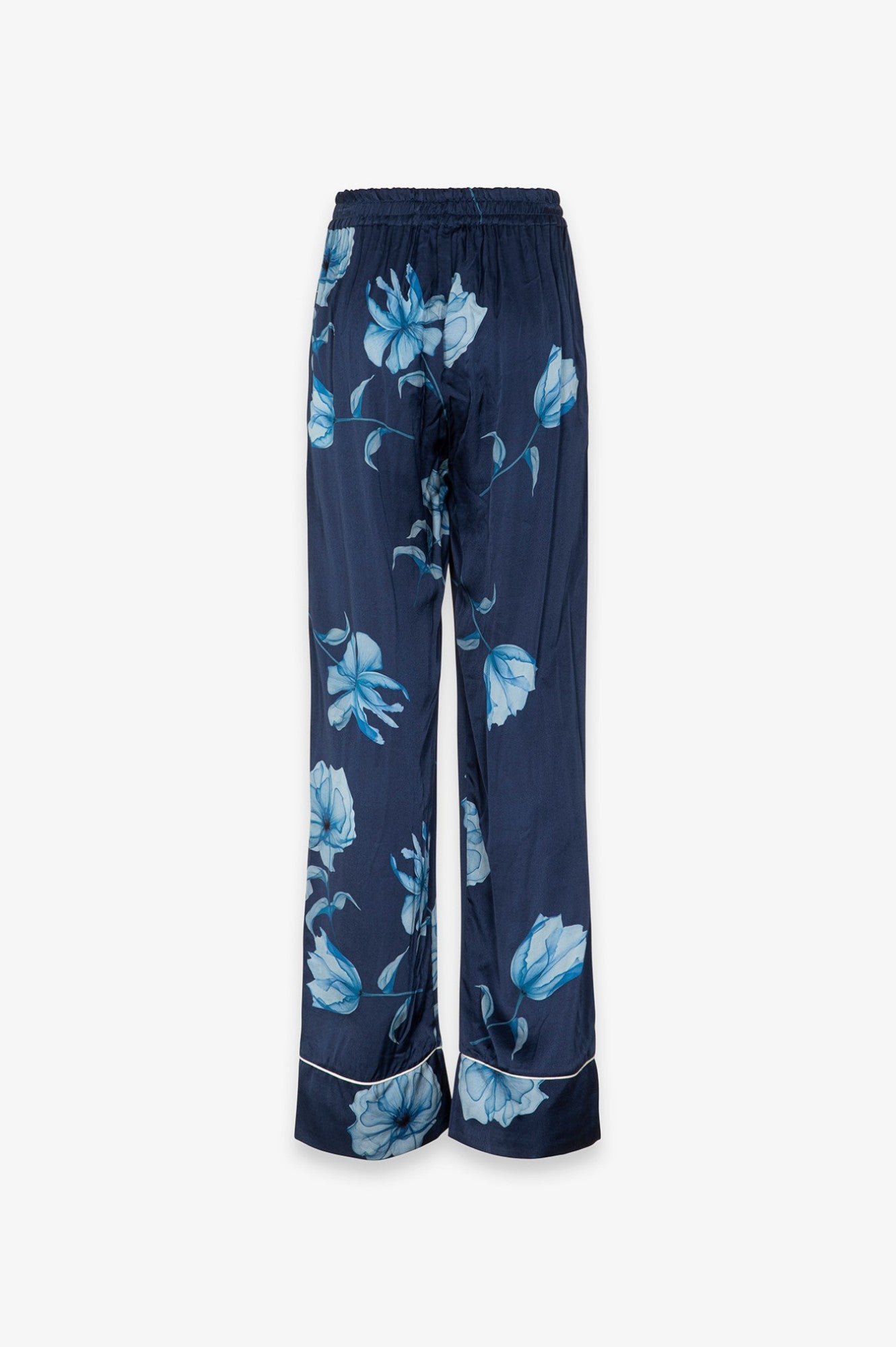 Pantaloni rosie MAR DE MARGARITAS blu con fiori azzurri