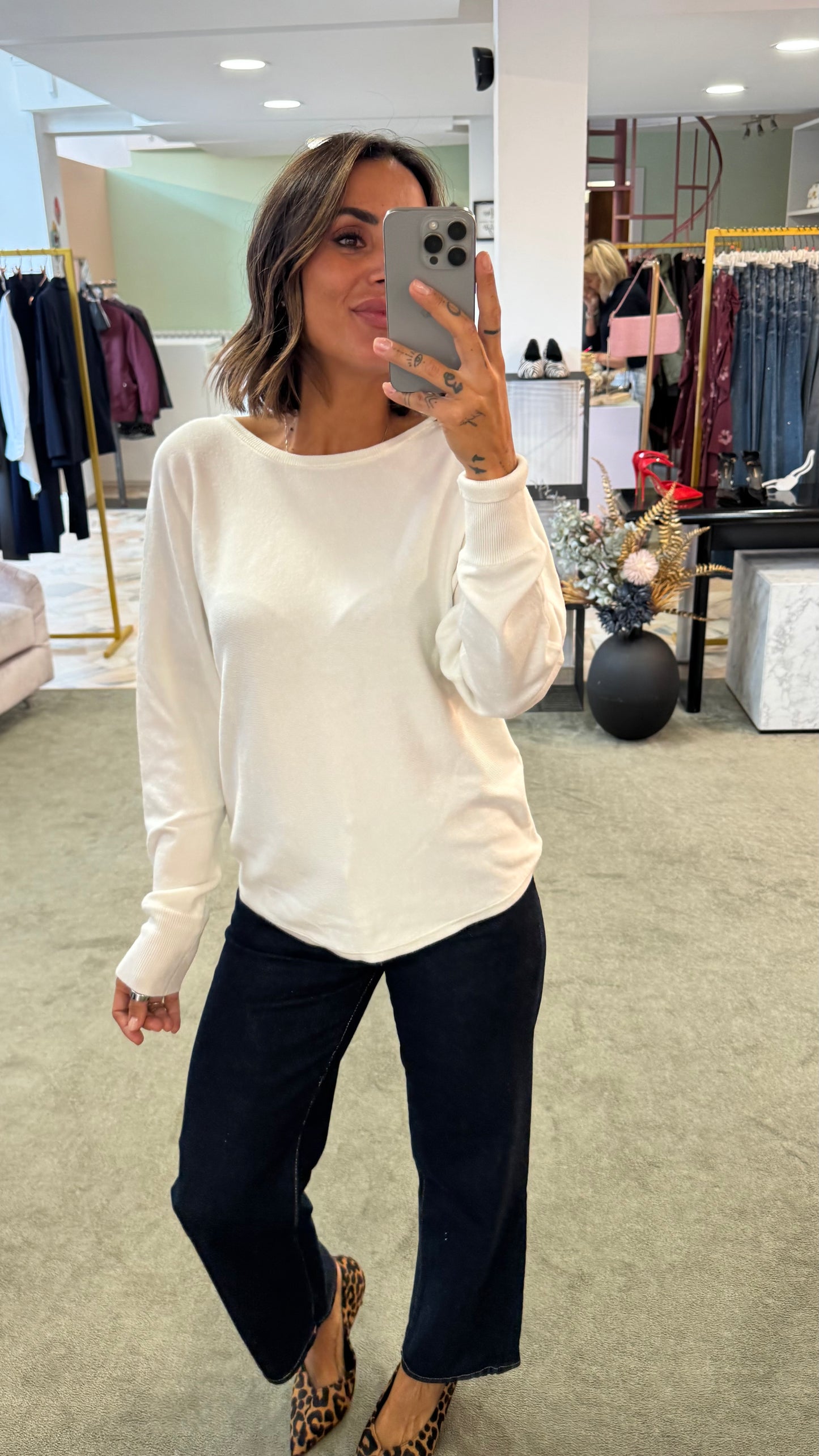 Maglione panna girocollo over sy