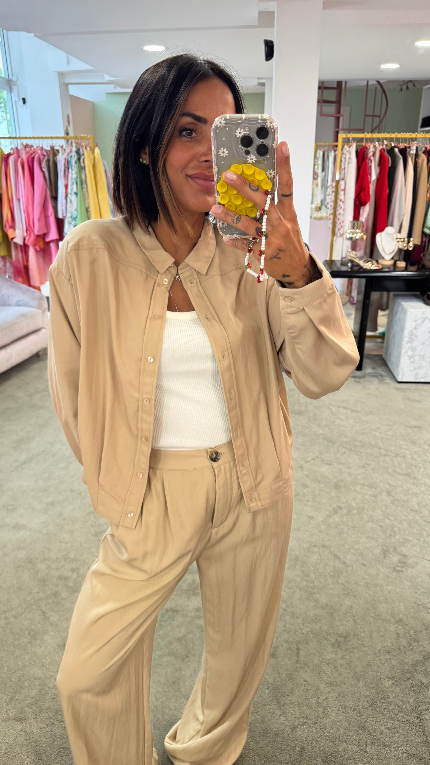 Camicia sabbia in viscosa sy