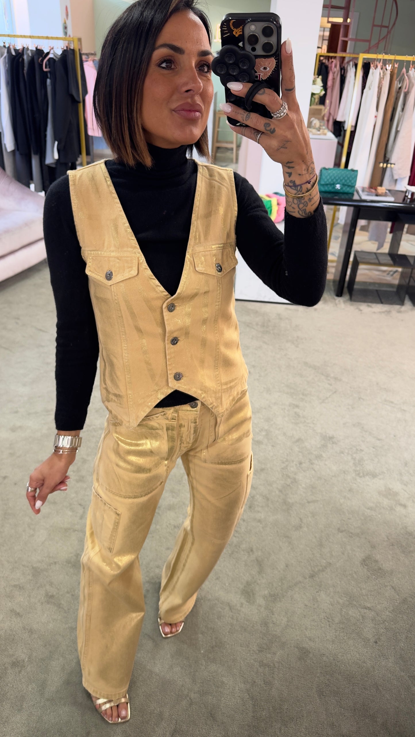 Gilet laminato oro Don't@me