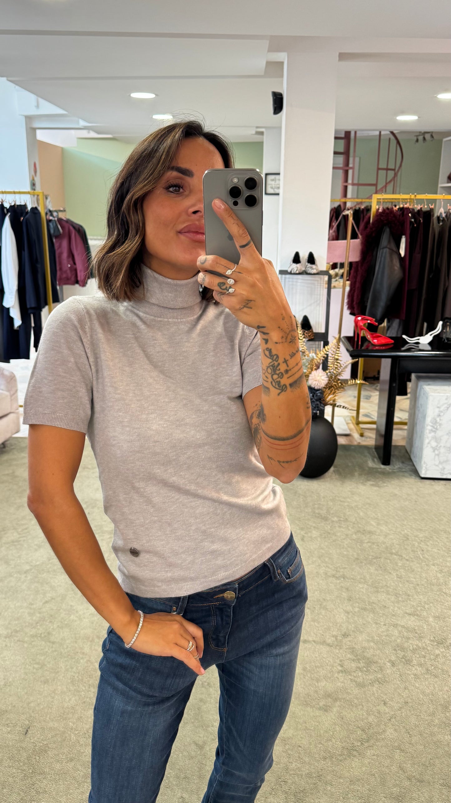 Dolcevita grigio chiaro manica corta tk