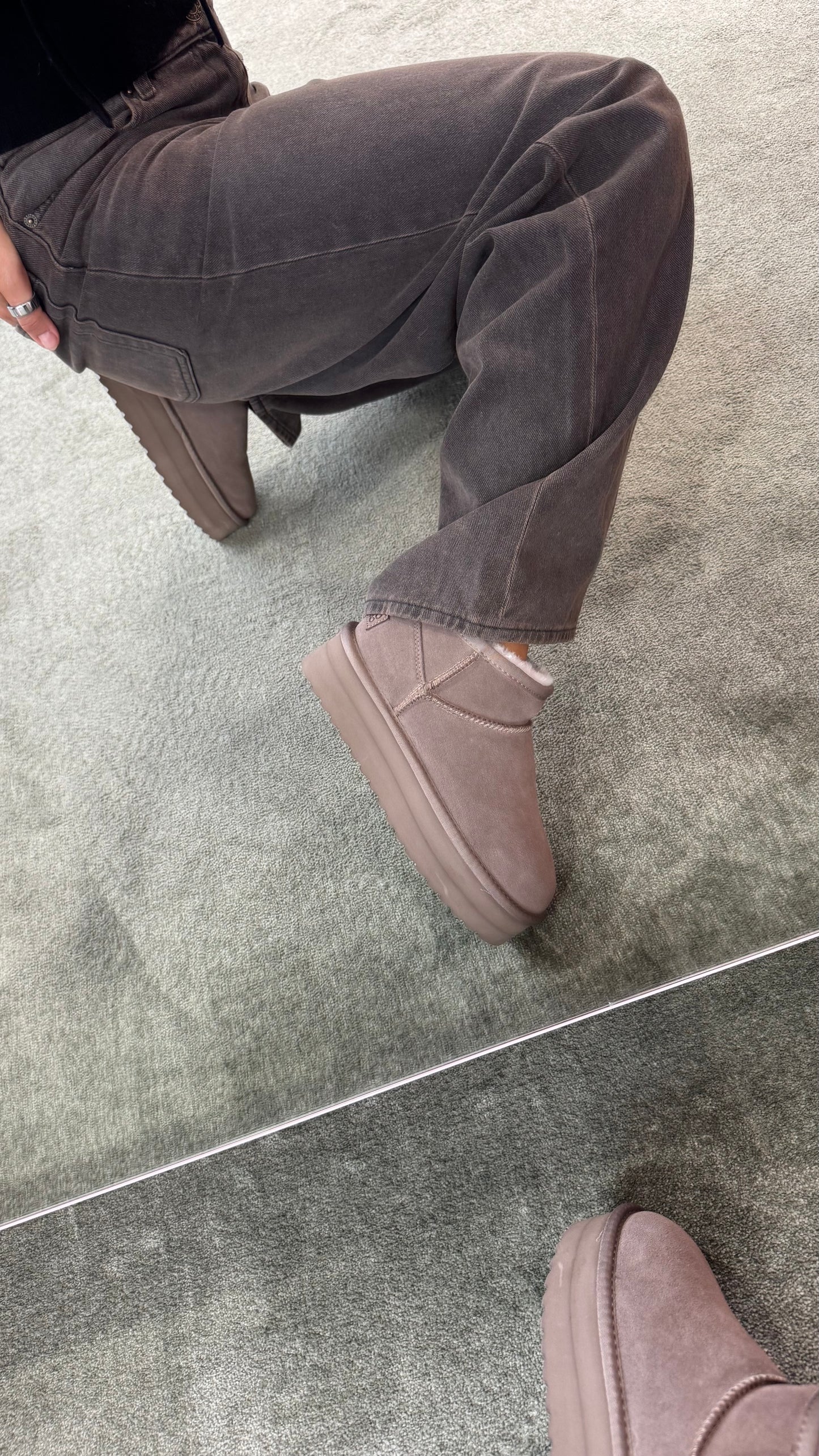 Ultra mini platform tortora scamosciato