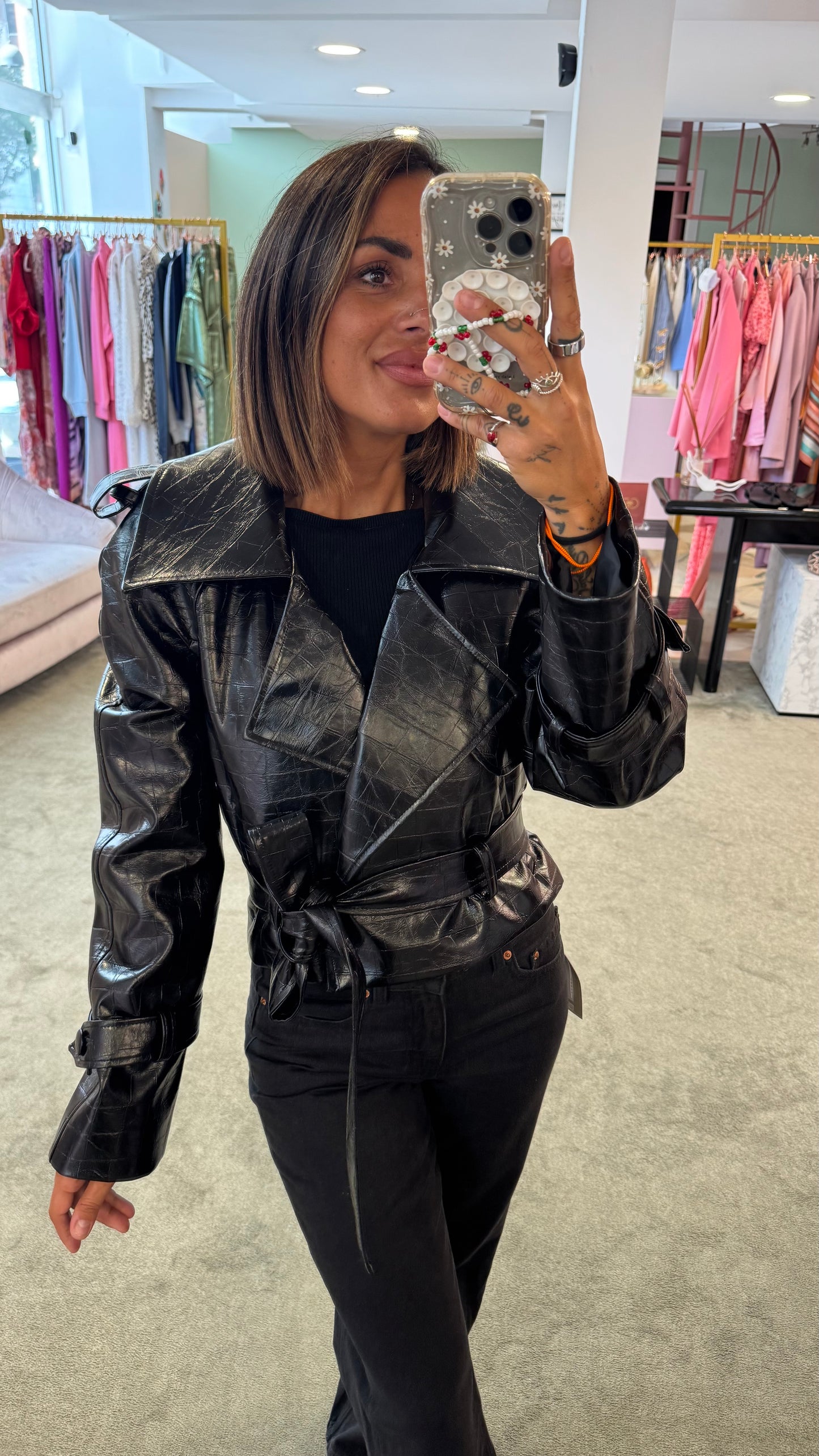 Trench crop nero crocco Actualee