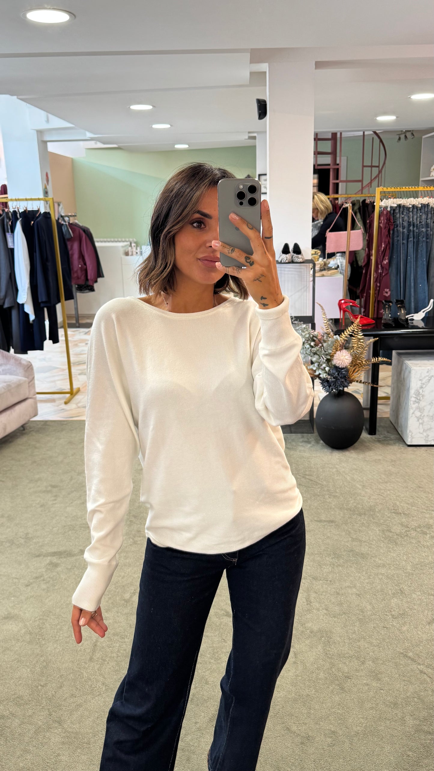 Maglione panna girocollo over sy
