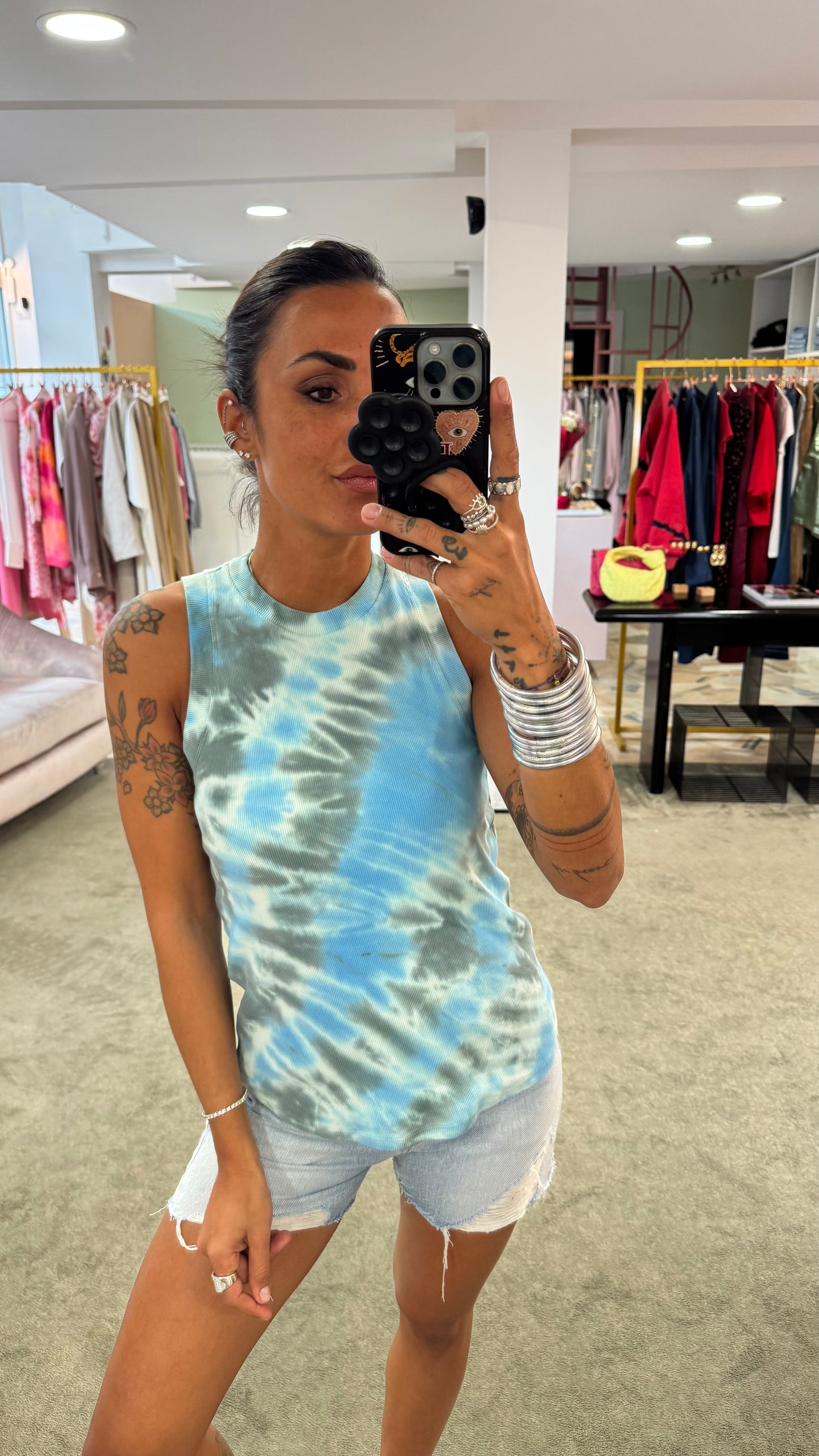 Canotta azzurra tie-dye Don't@me