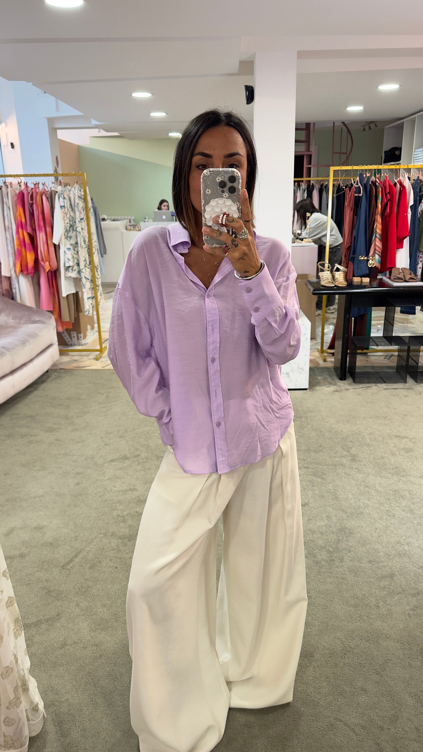 Camicia lilla in crepe ay