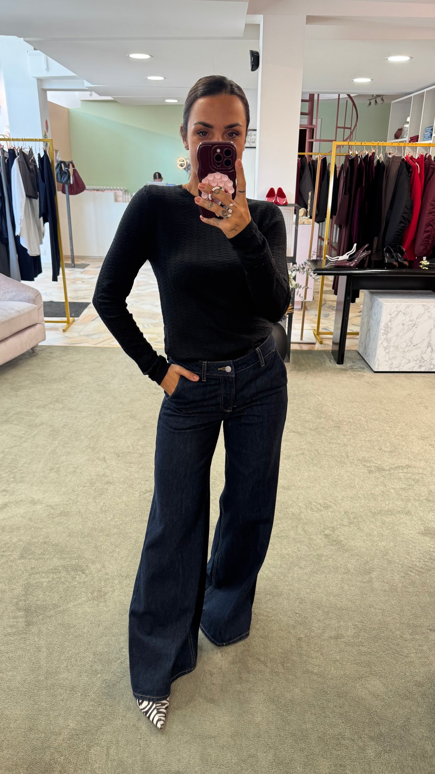 Jeans palma denim scuro wide leg jx