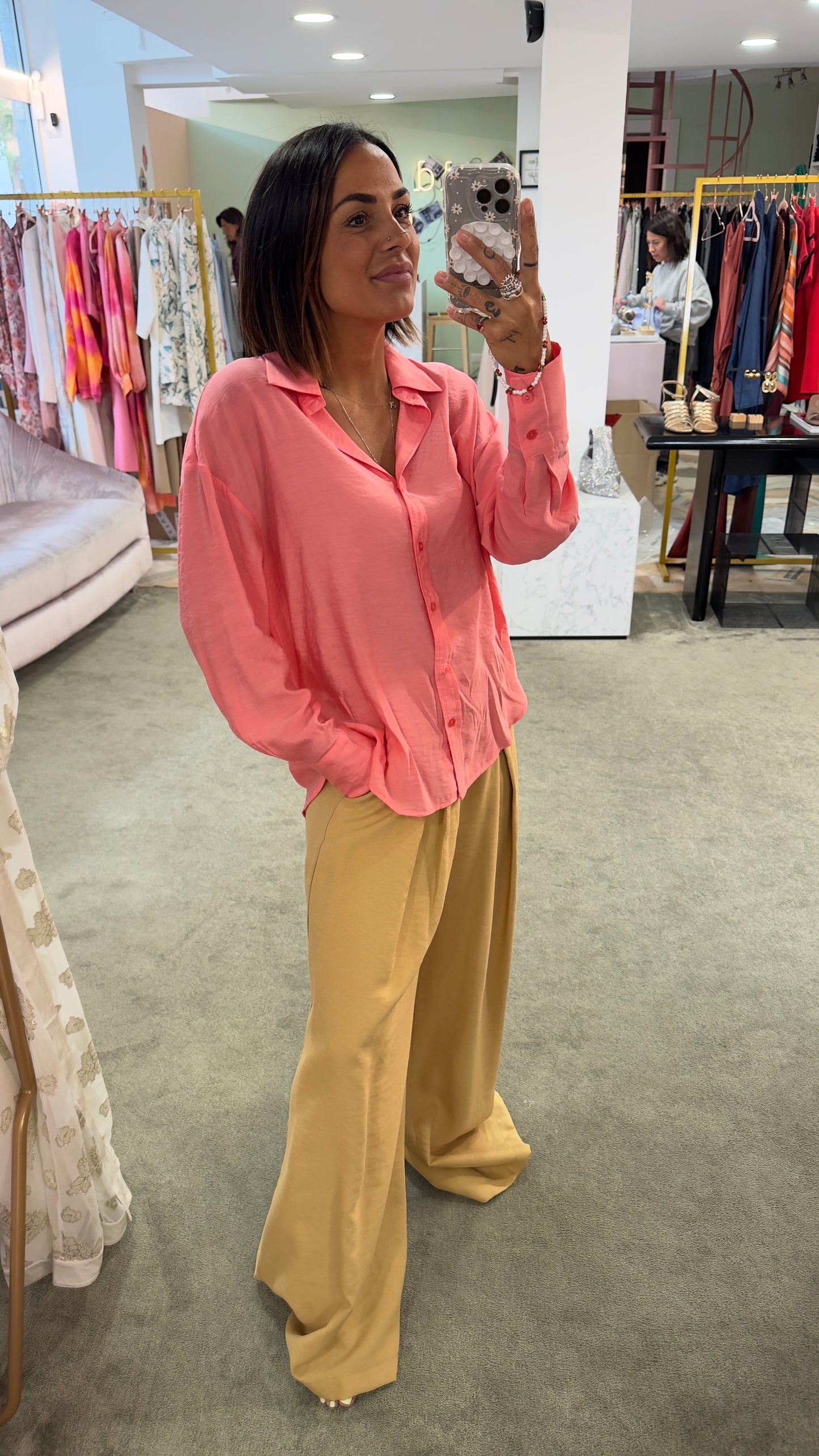 Camicia corallo in crepe ay