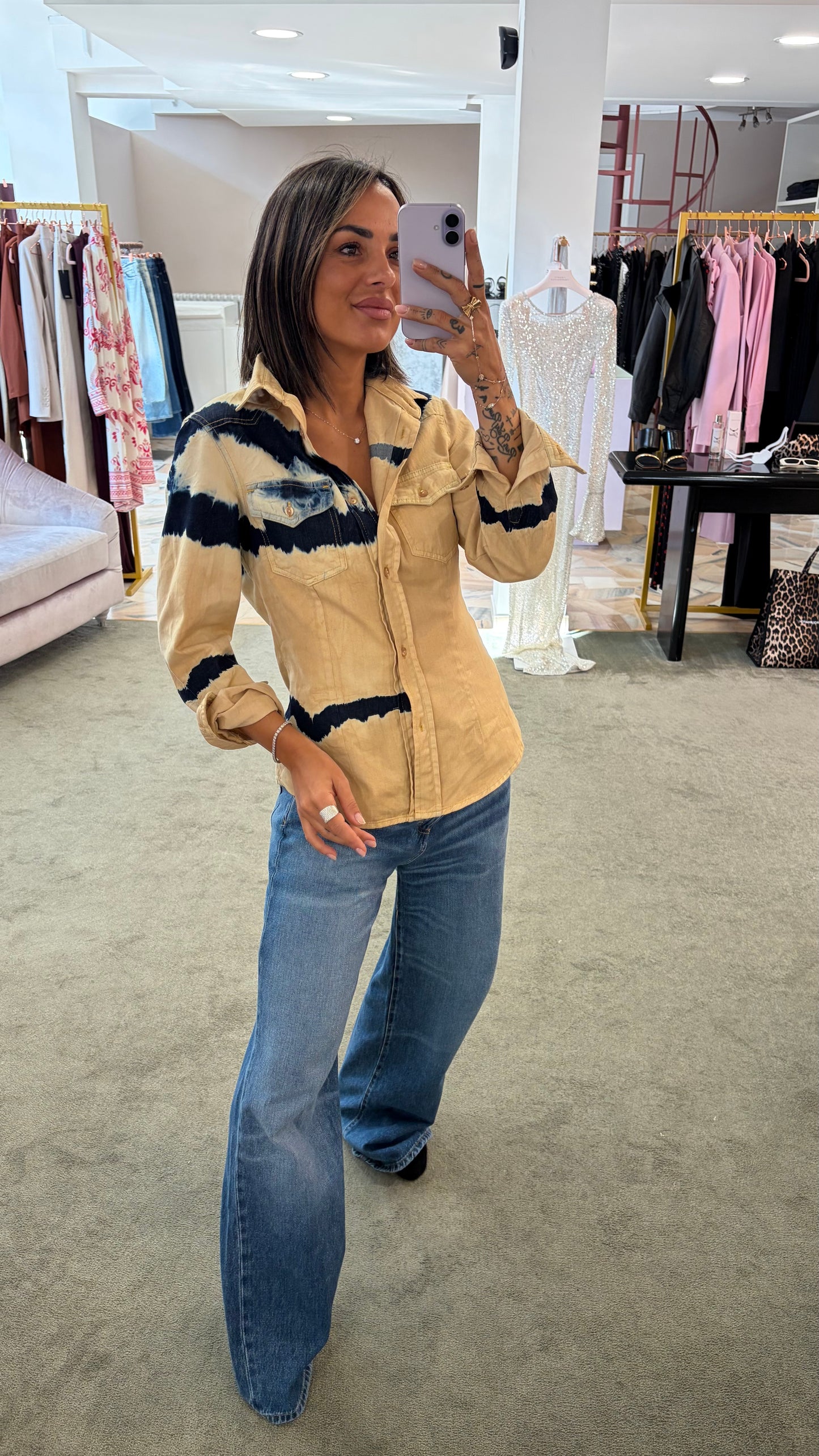 Camicia beige sabbia tie-dye Don't@Me