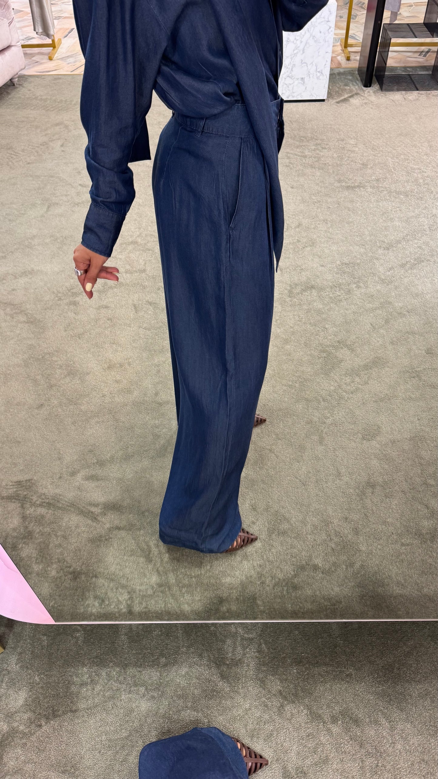 Pantaloni effetto jeans wide leg sl
