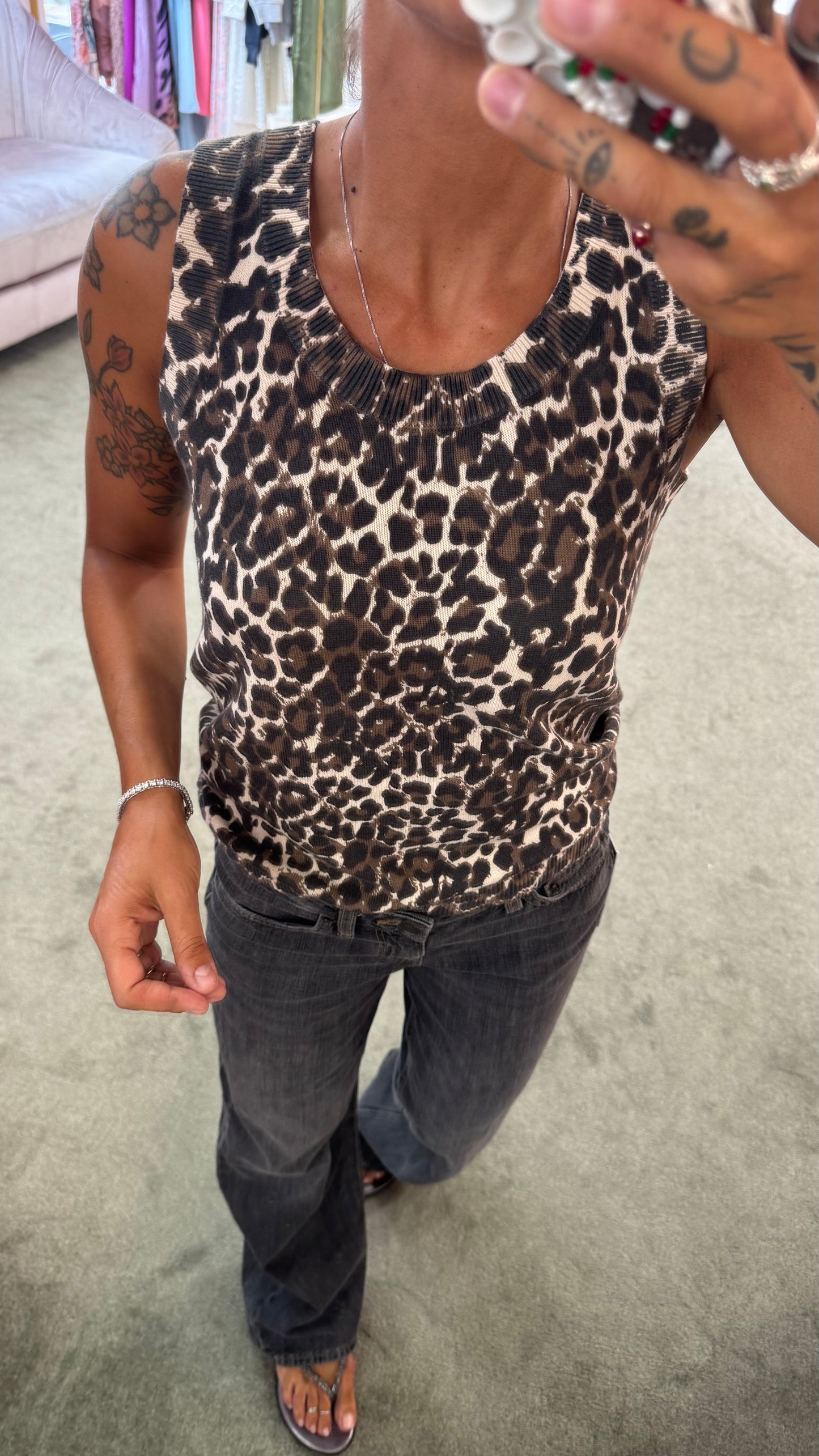 Canotta leopardata marrone sy