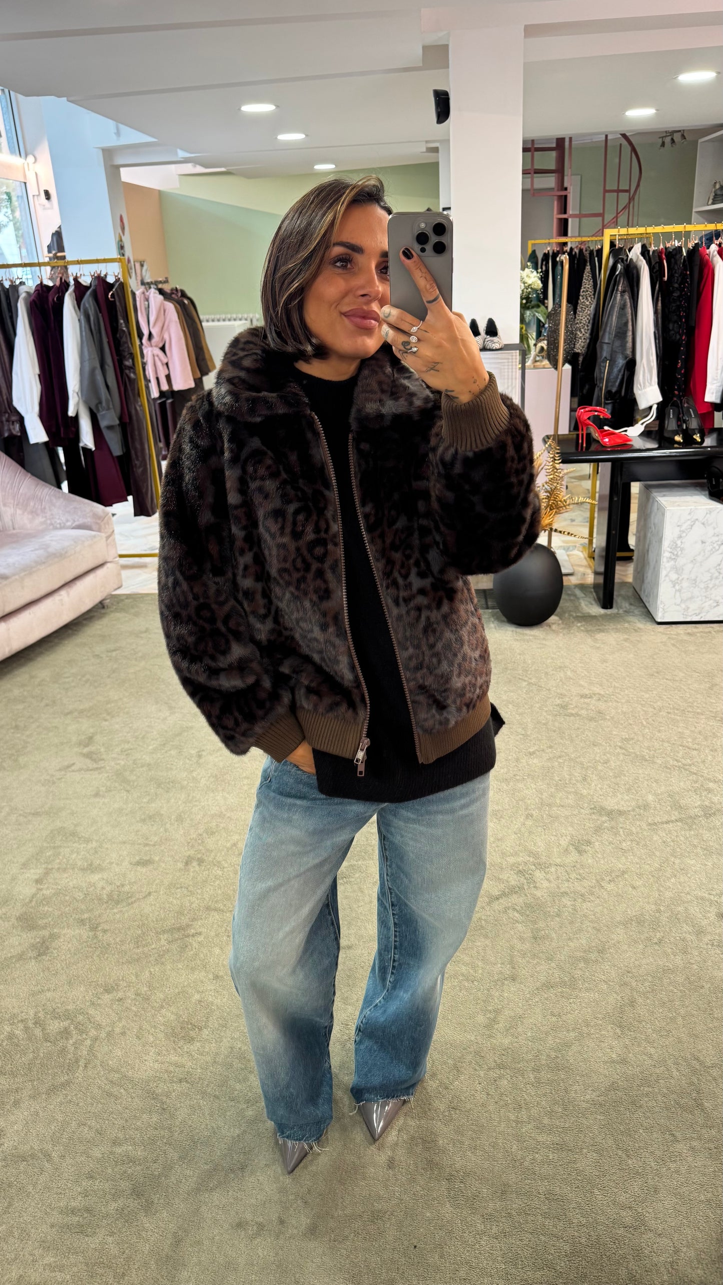 Bomber in ecopelliccia leopardato ay