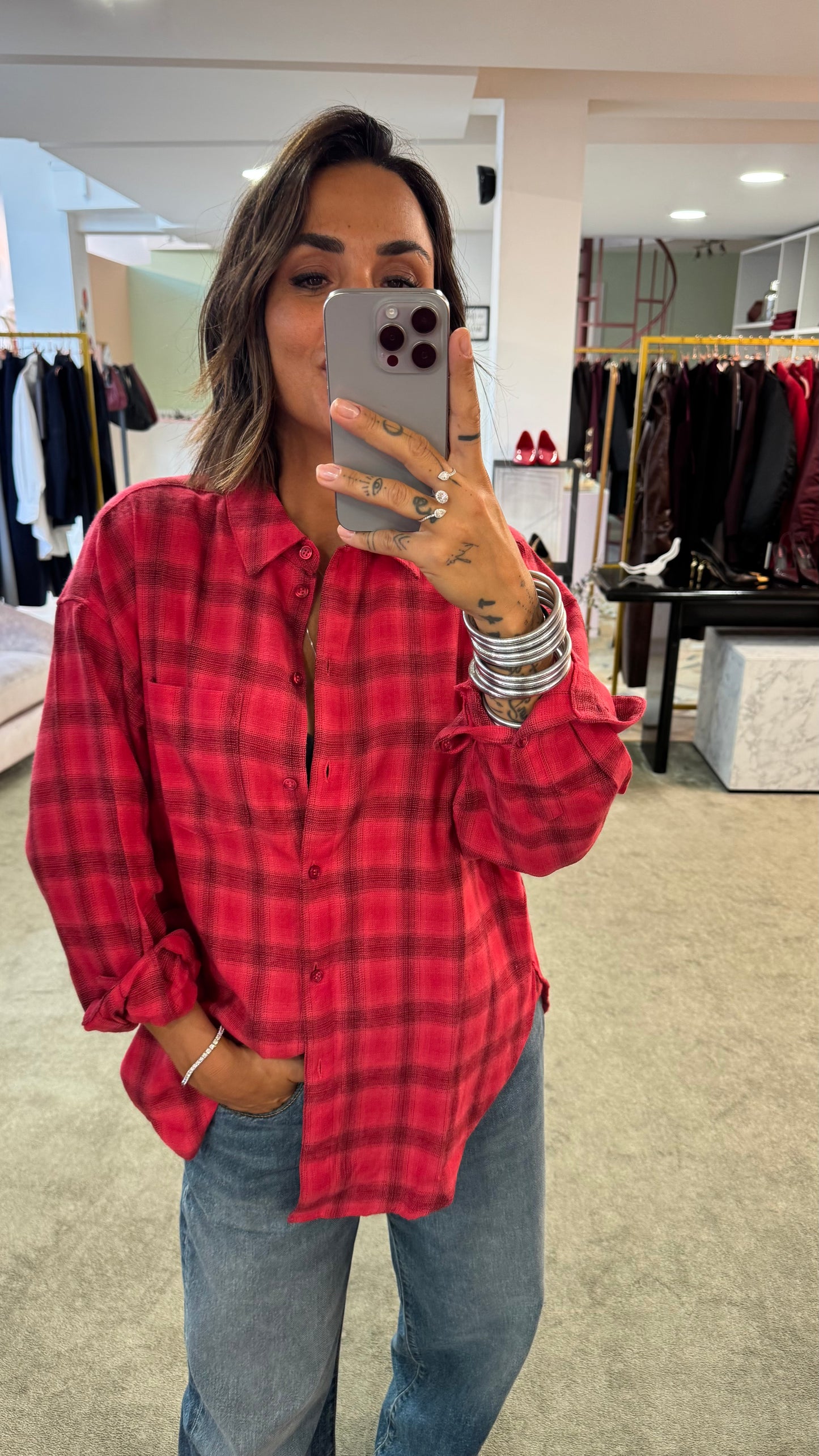 Camicia rossa a quadri jx