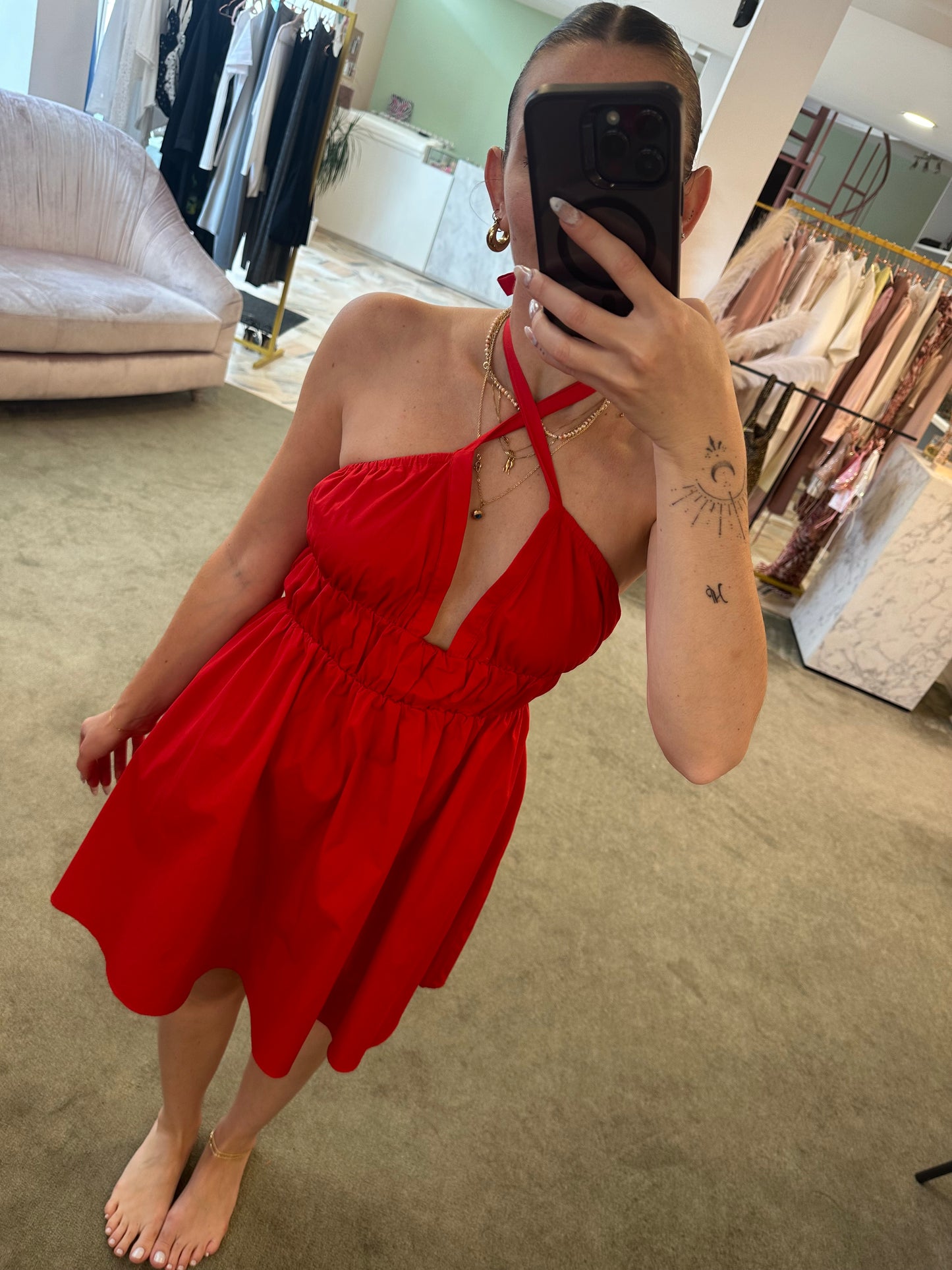 Abito rosso in cotone