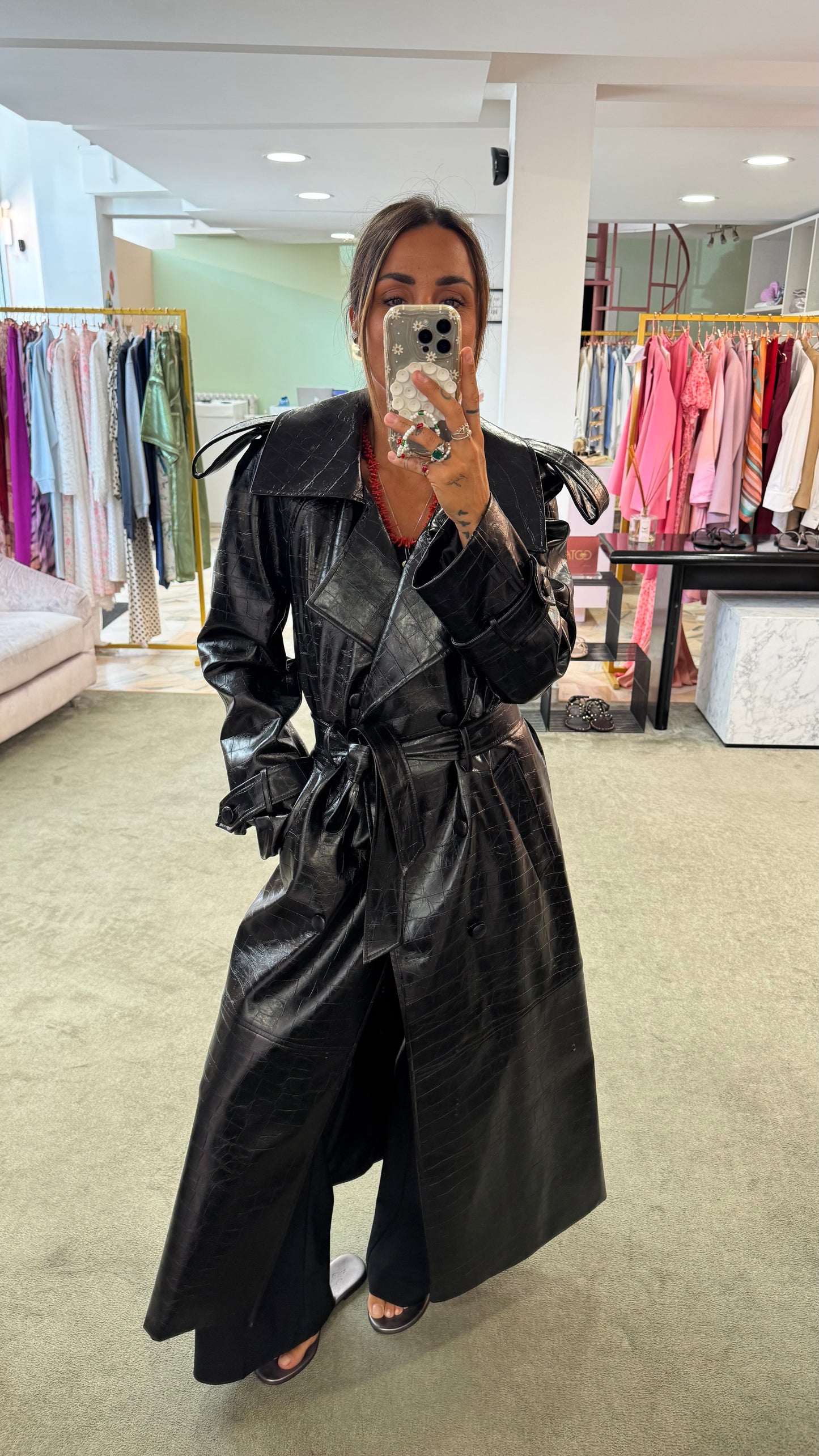 Trench lungo nero crocco Actualee