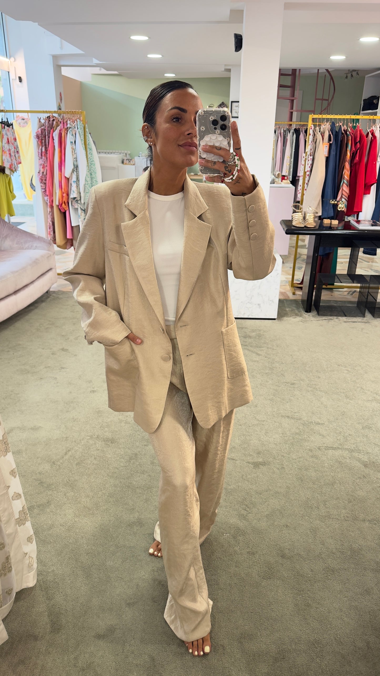 Blazer beige satin lucido Actualee