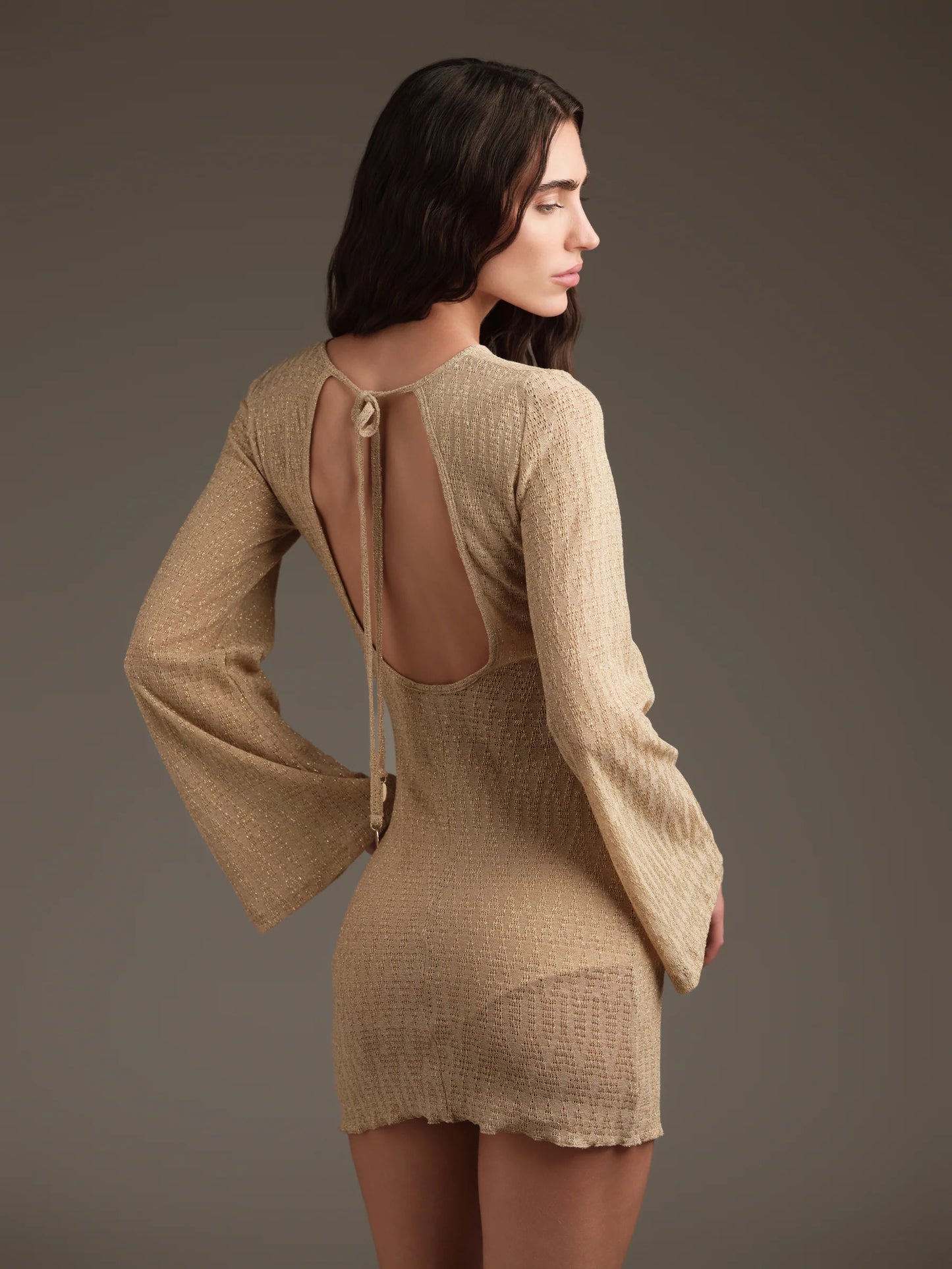 Abito corto oro lurex in maglia Cotazur