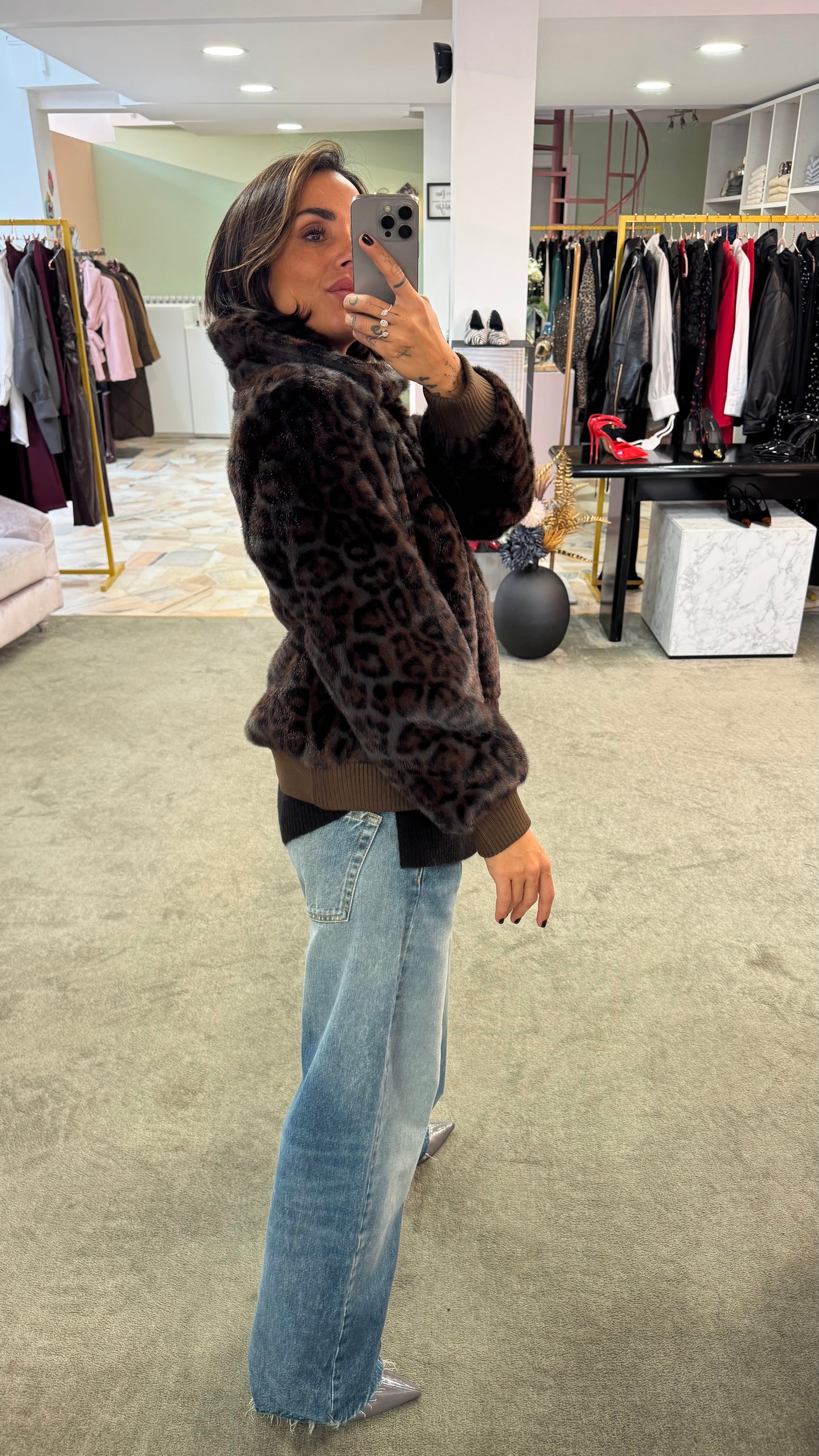Bomber in ecopelliccia leopardato ay
