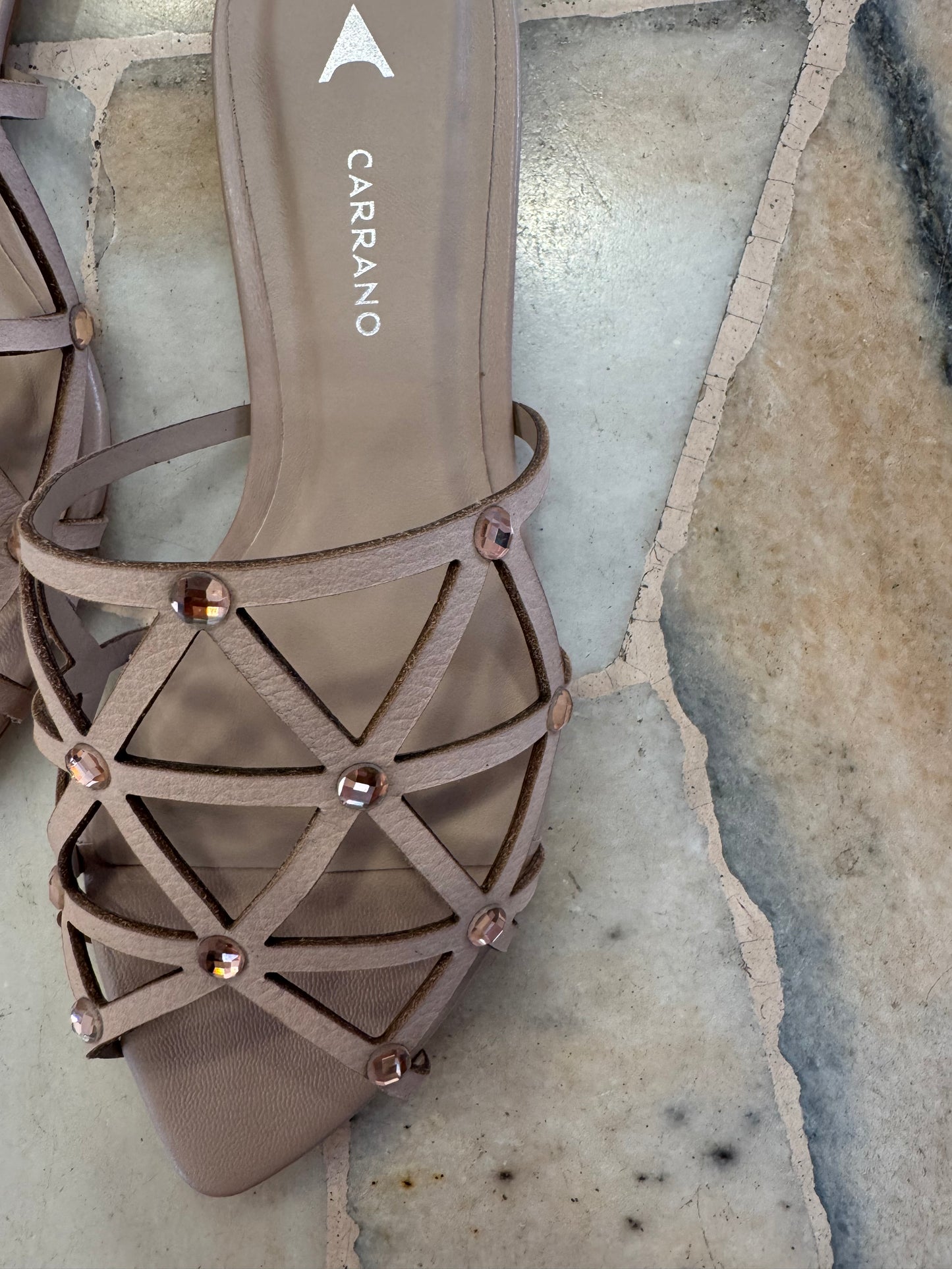 Ciabattina nude rete crystal