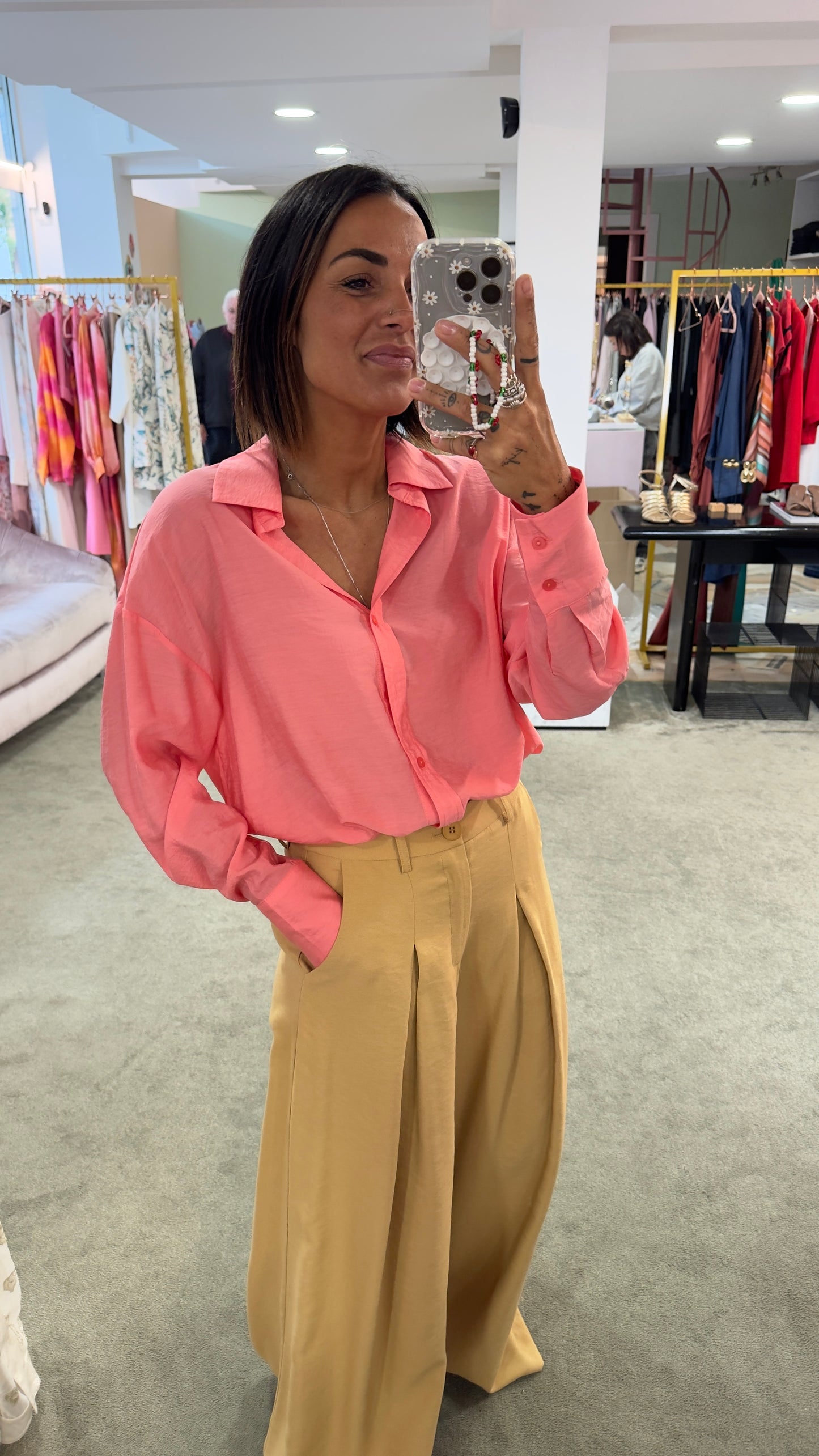 Camicia corallo in crepe ay