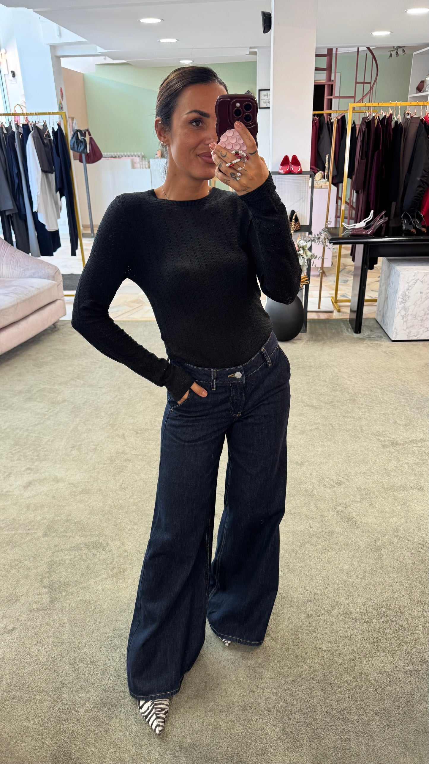 Jeans palma denim scuro wide leg jx
