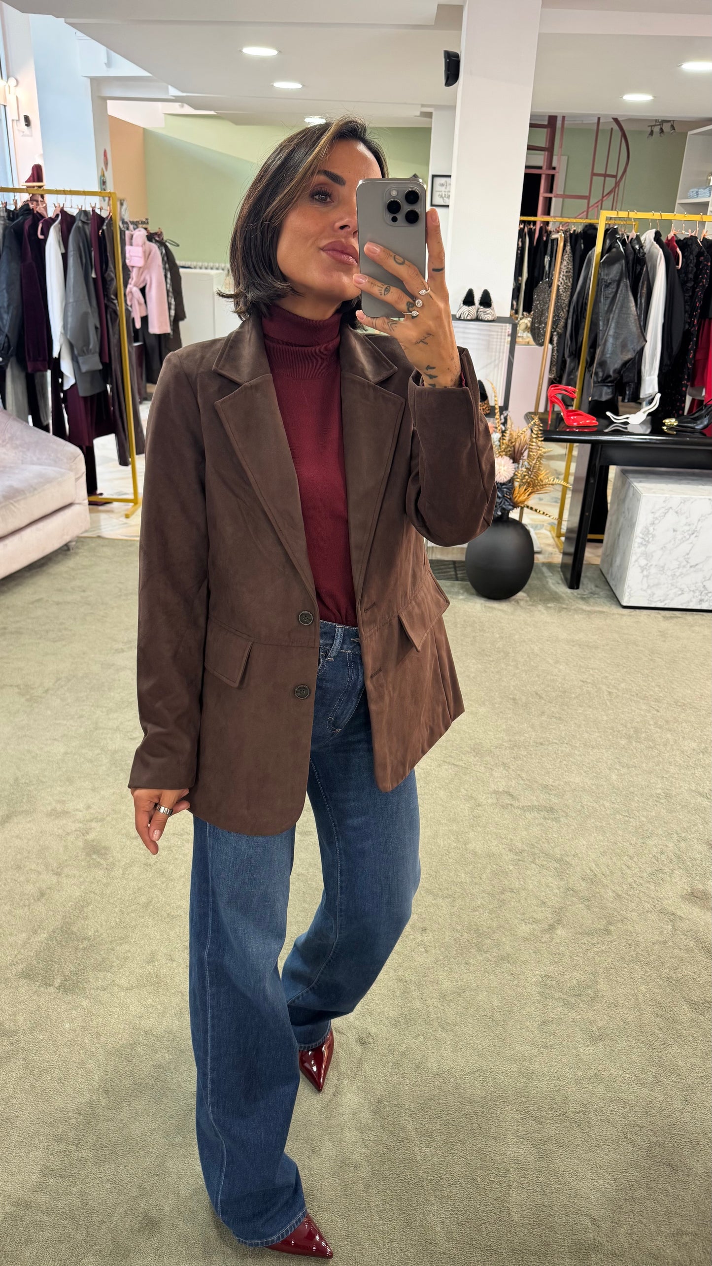 Blazer giacca scamosciata cioccolato sy