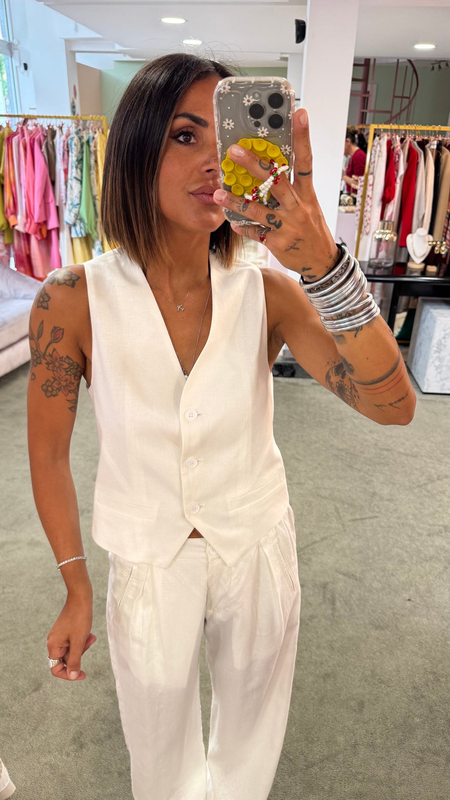 Gilet bianco in lino hinnominate