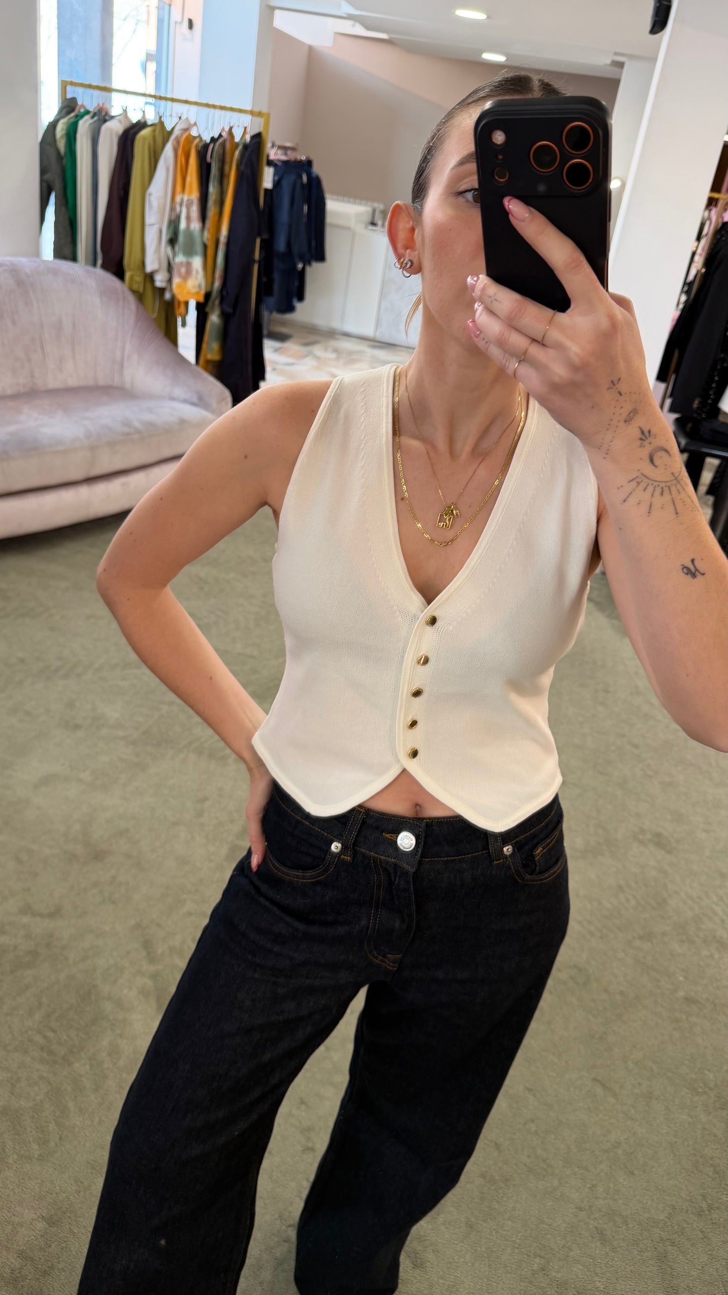 Gilet bianco in viscosa fr