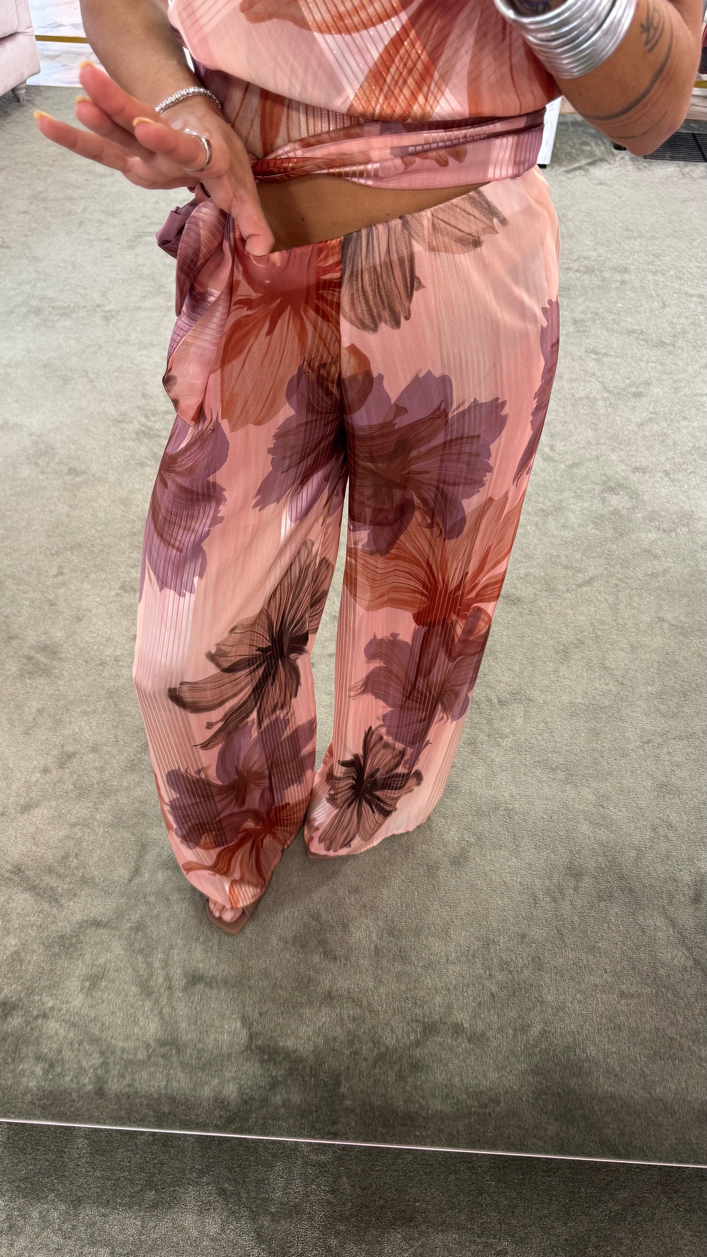 Pantaloni fantasia floreale con elastico mq