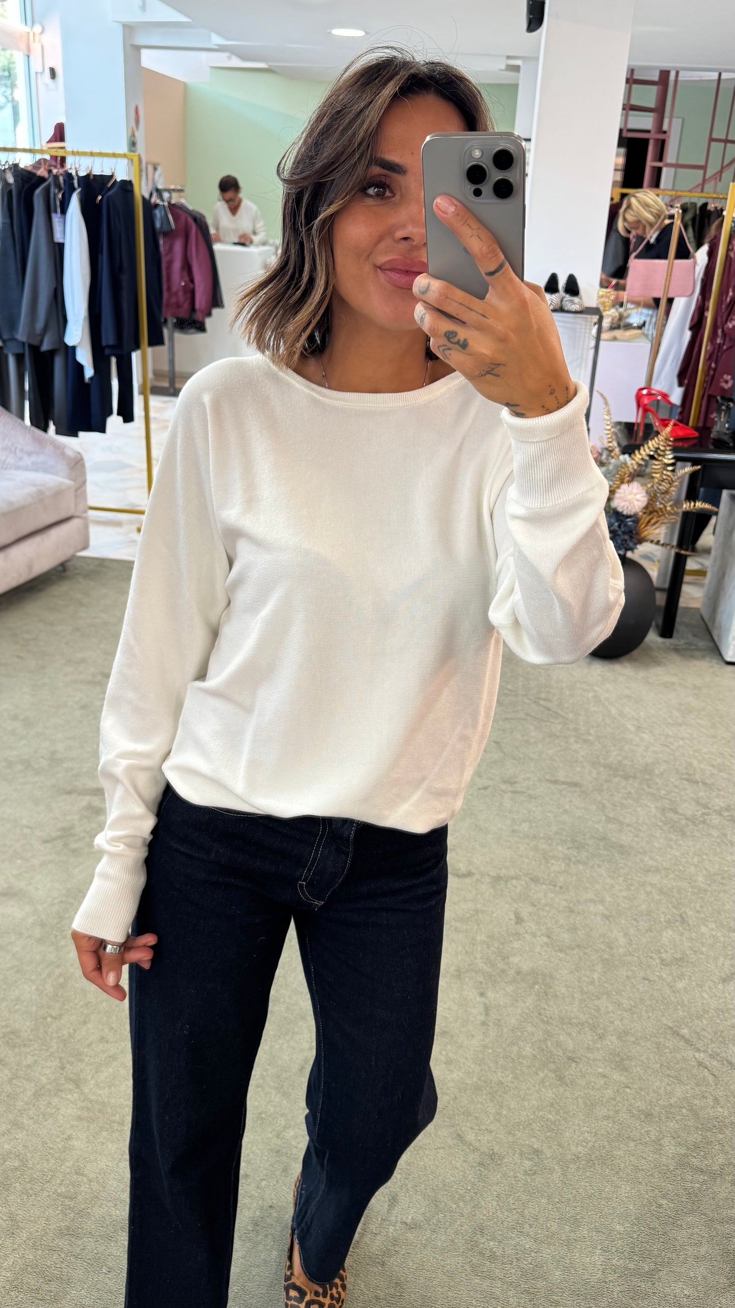Maglione panna girocollo over sy