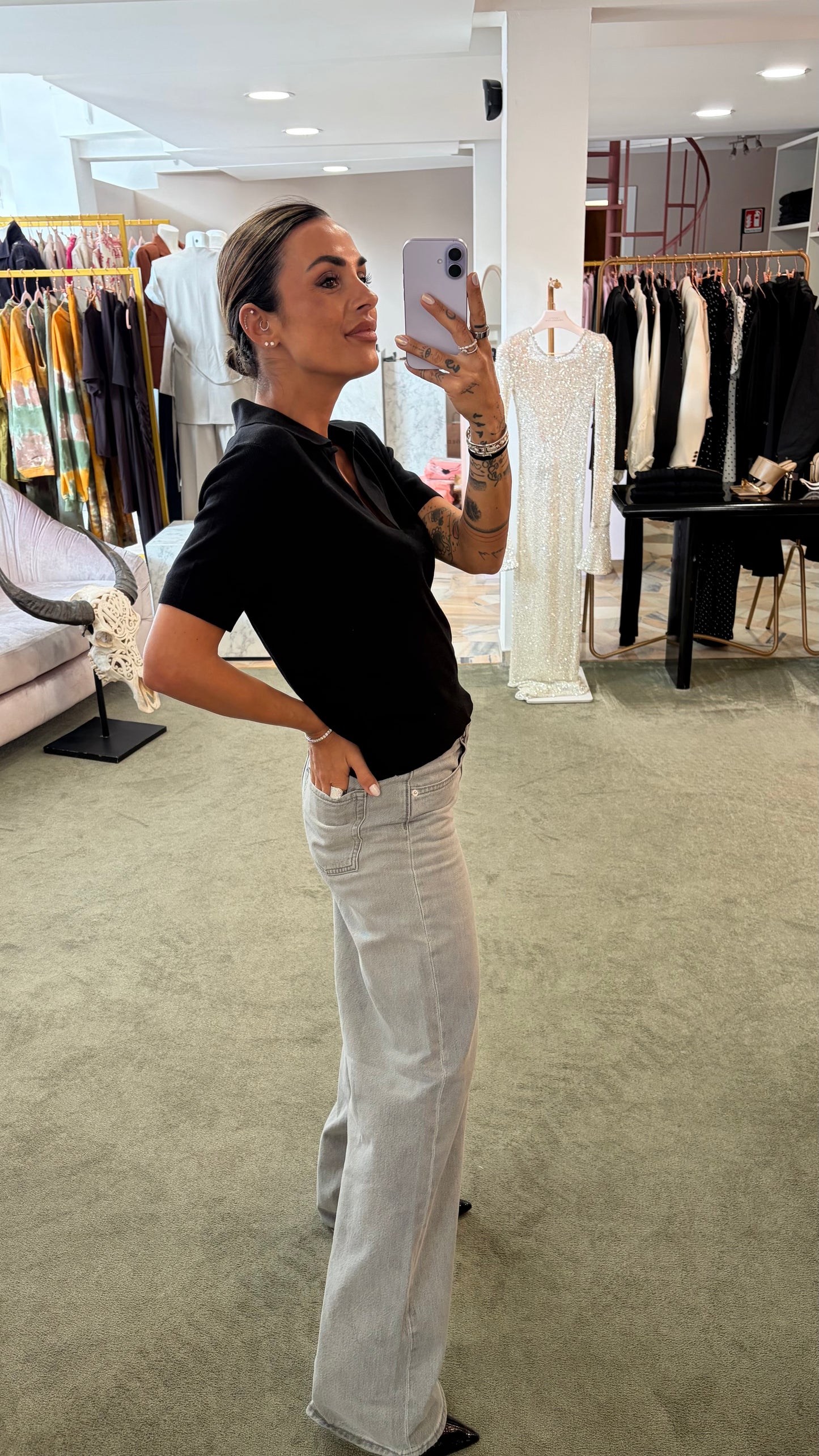 Polo nera manica corta glp