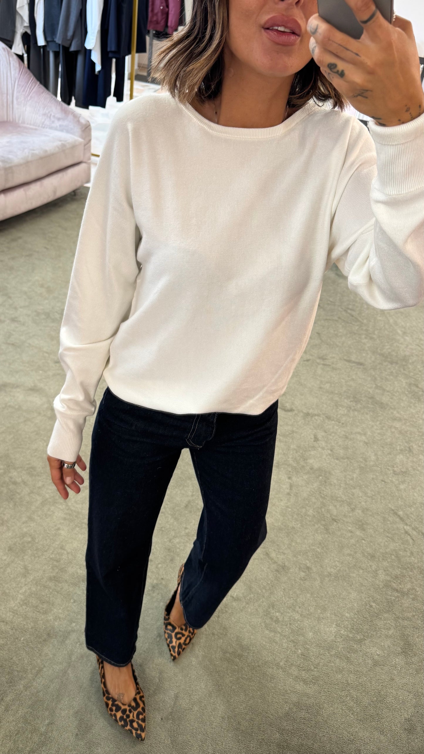 Maglione panna girocollo over sy