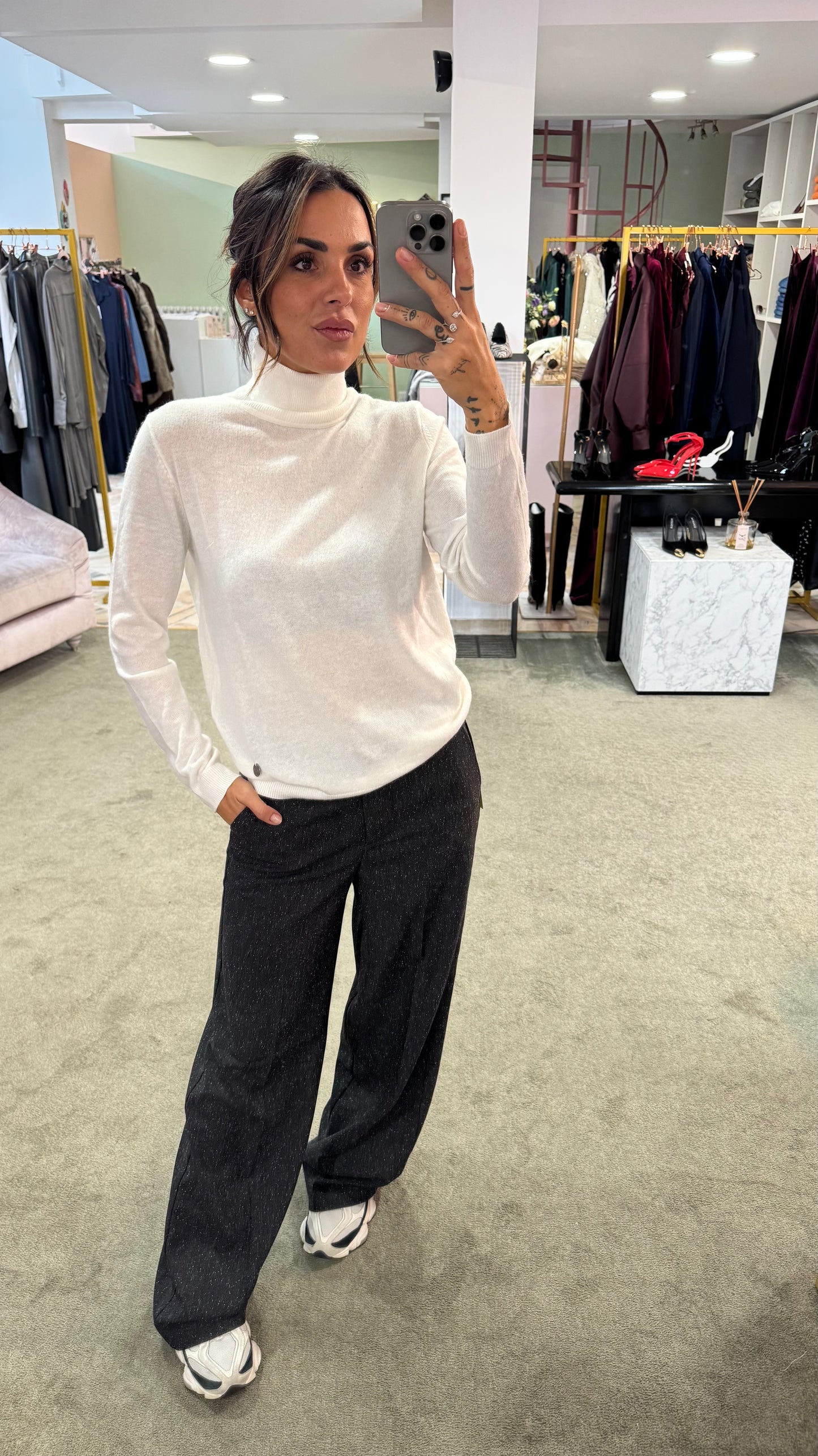 Pantaloni nero sale e pepe ellis con pences jx