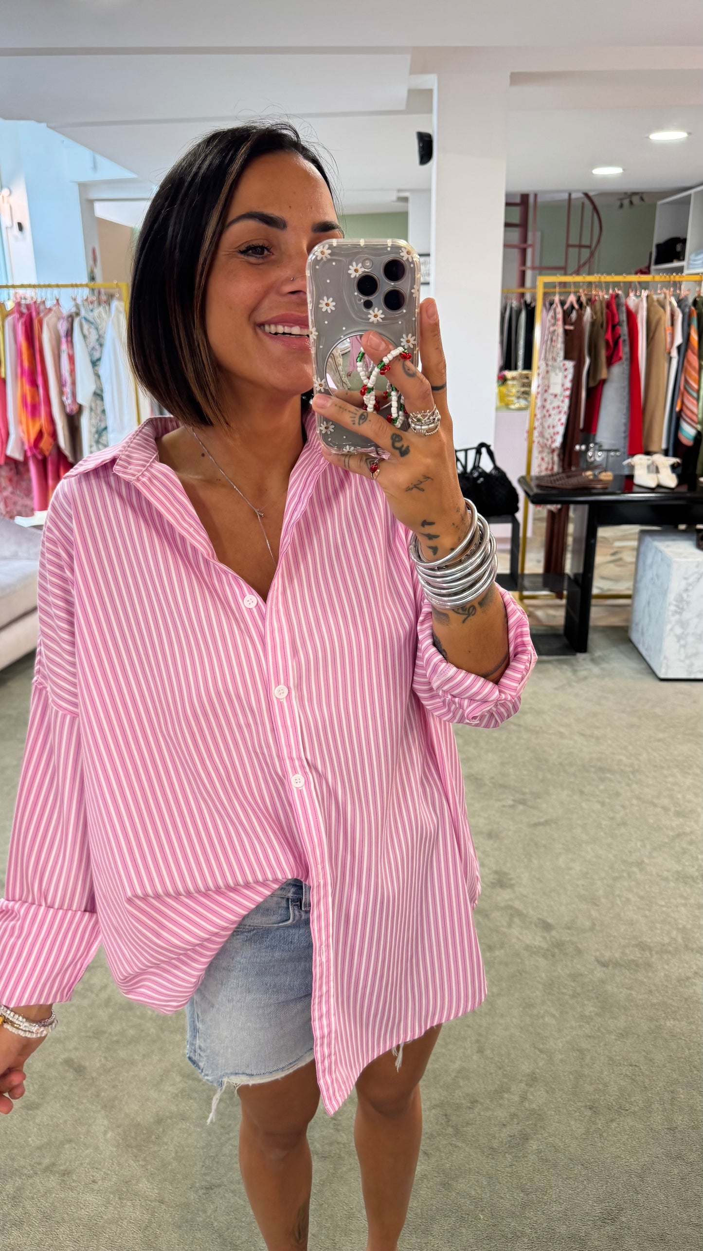 Camicia rosa a righe ep