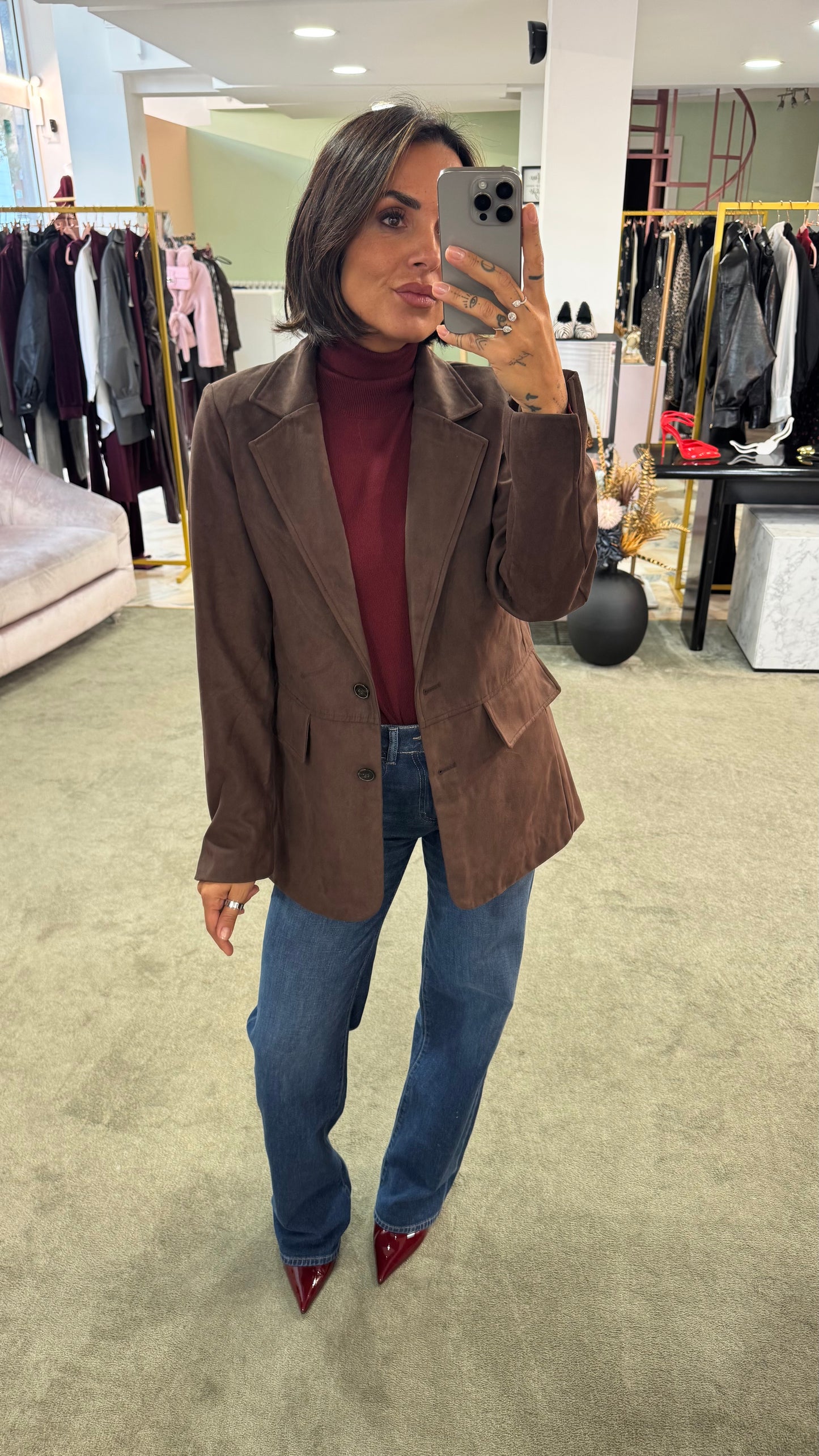 Blazer giacca scamosciata cioccolato sy