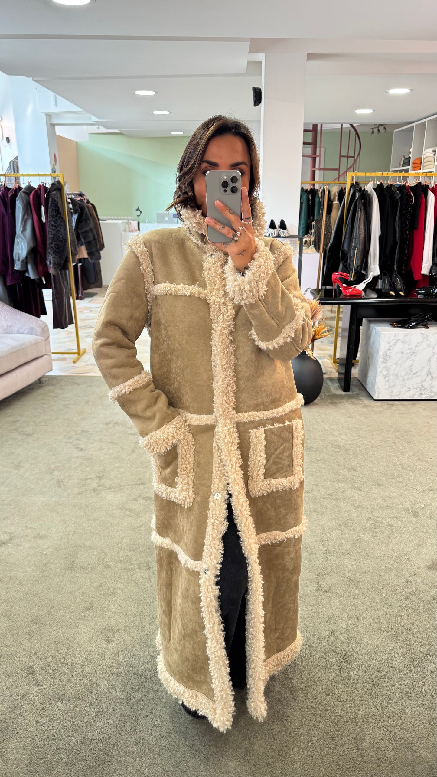 Montone eco beige lungo gl