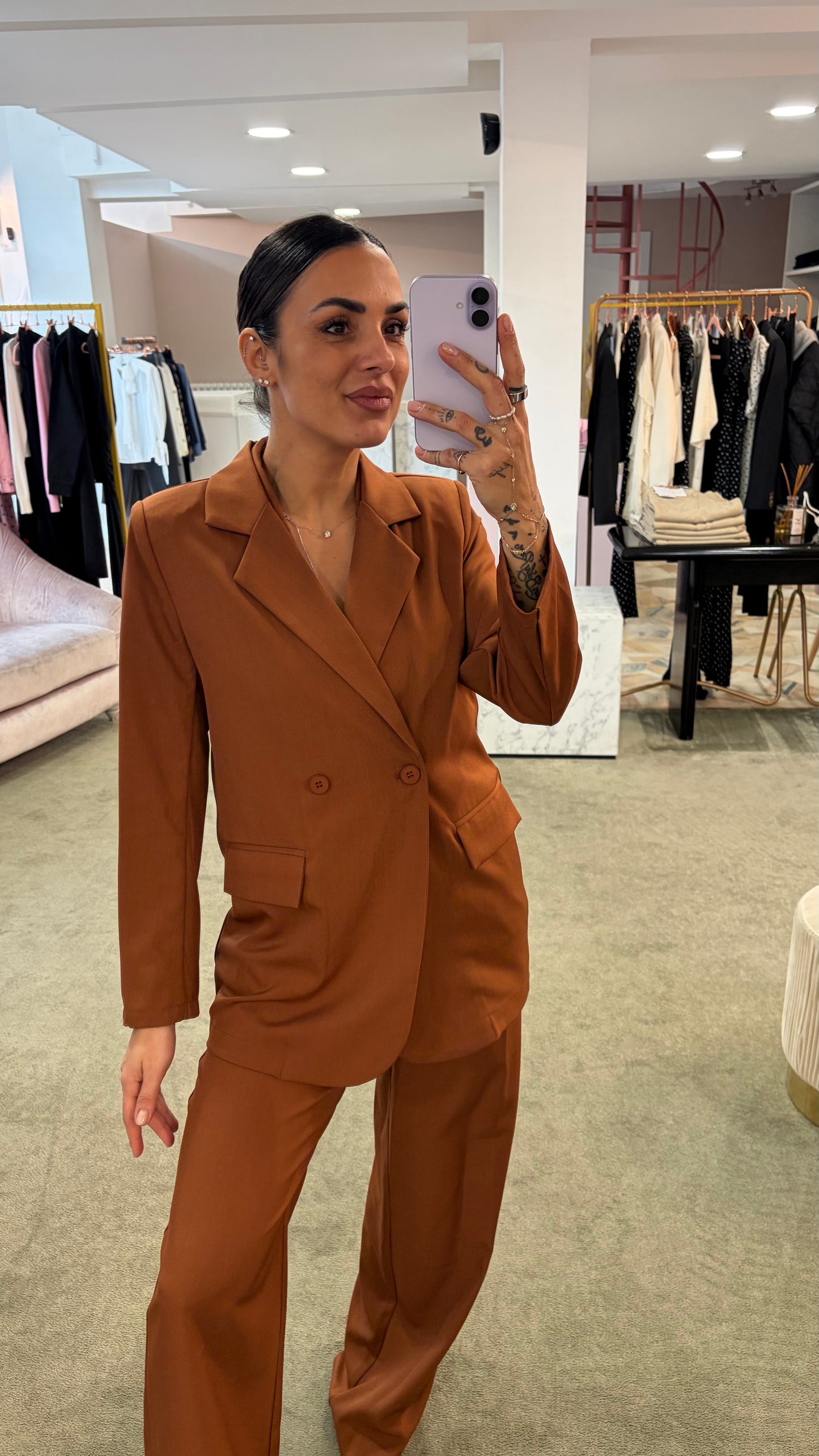 Pantaloni tabacco wide doppia pences ay