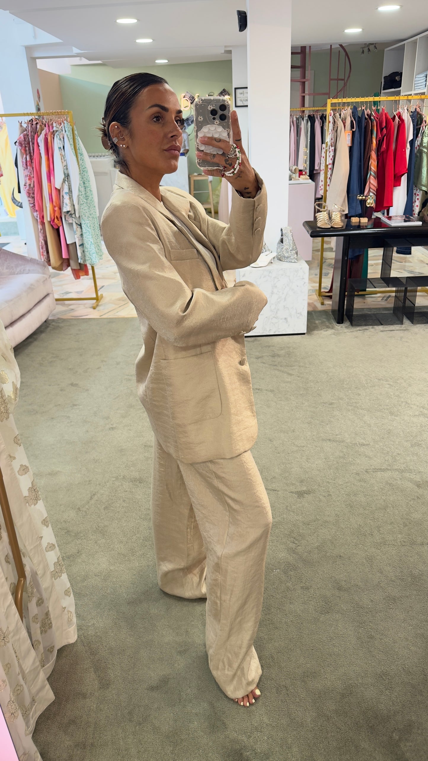 Blazer beige satin lucido Actualee