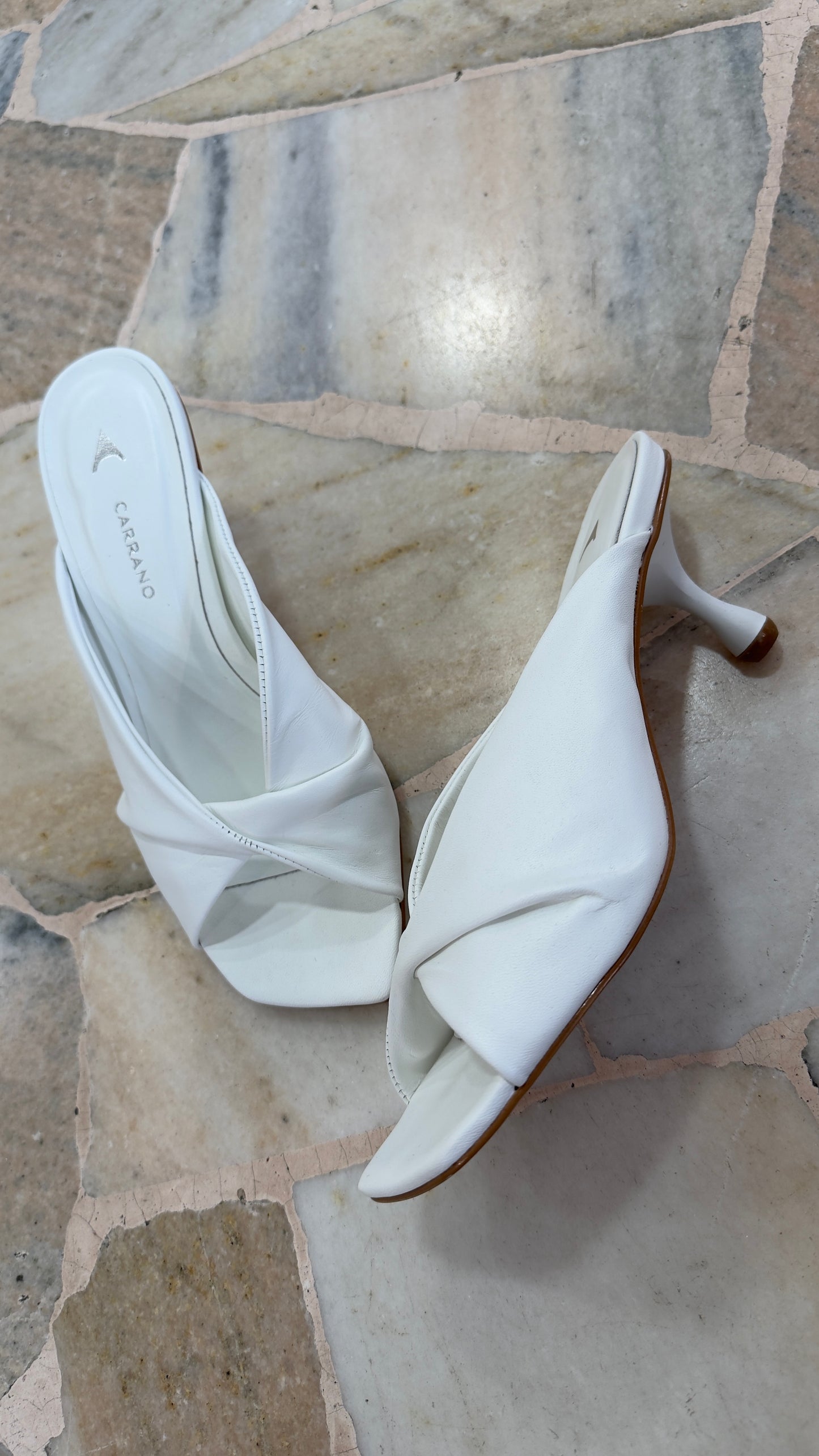 Ciabattina mules bianca nodo
