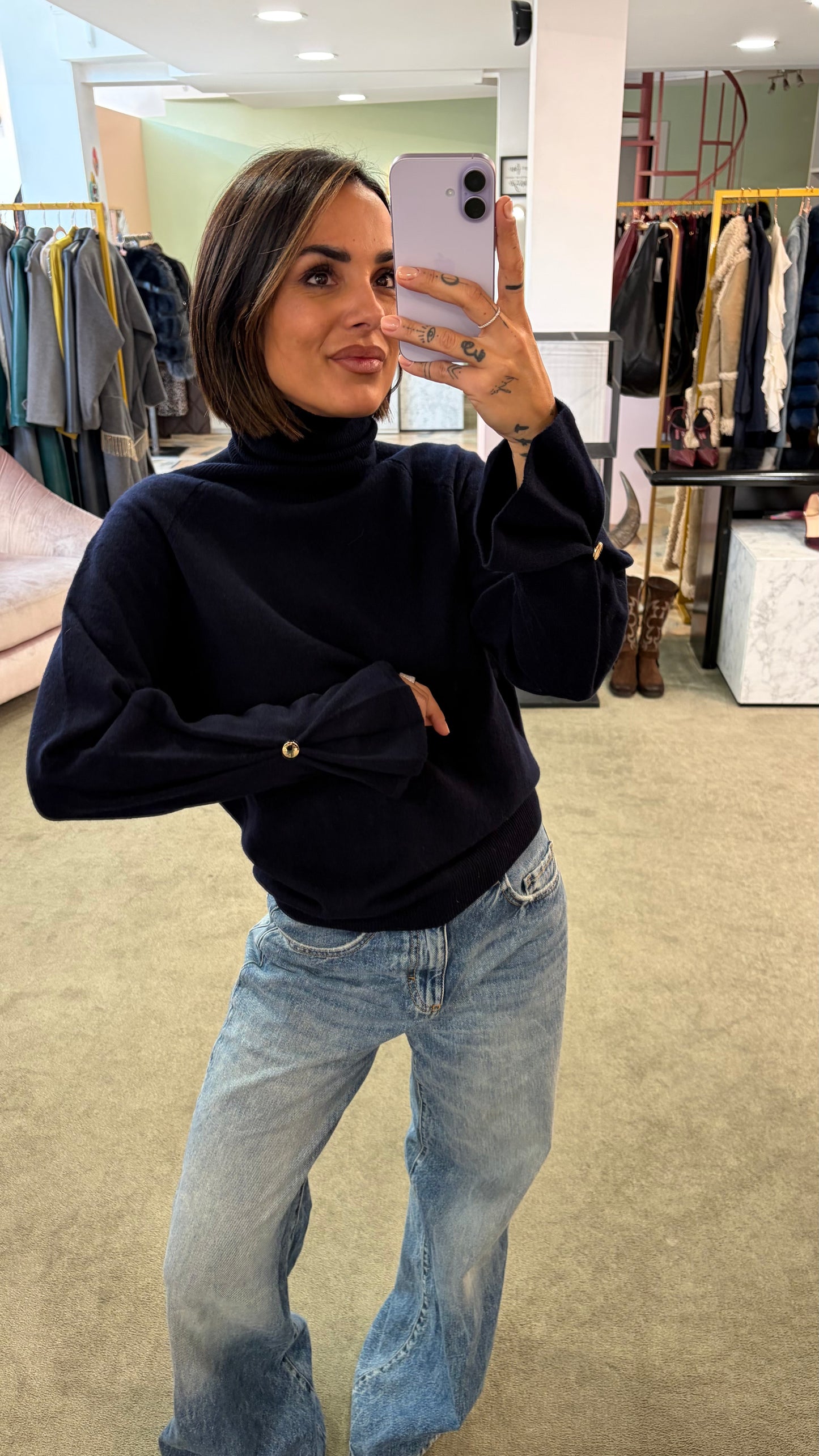 Dolcevita blu notte manica a calla fr