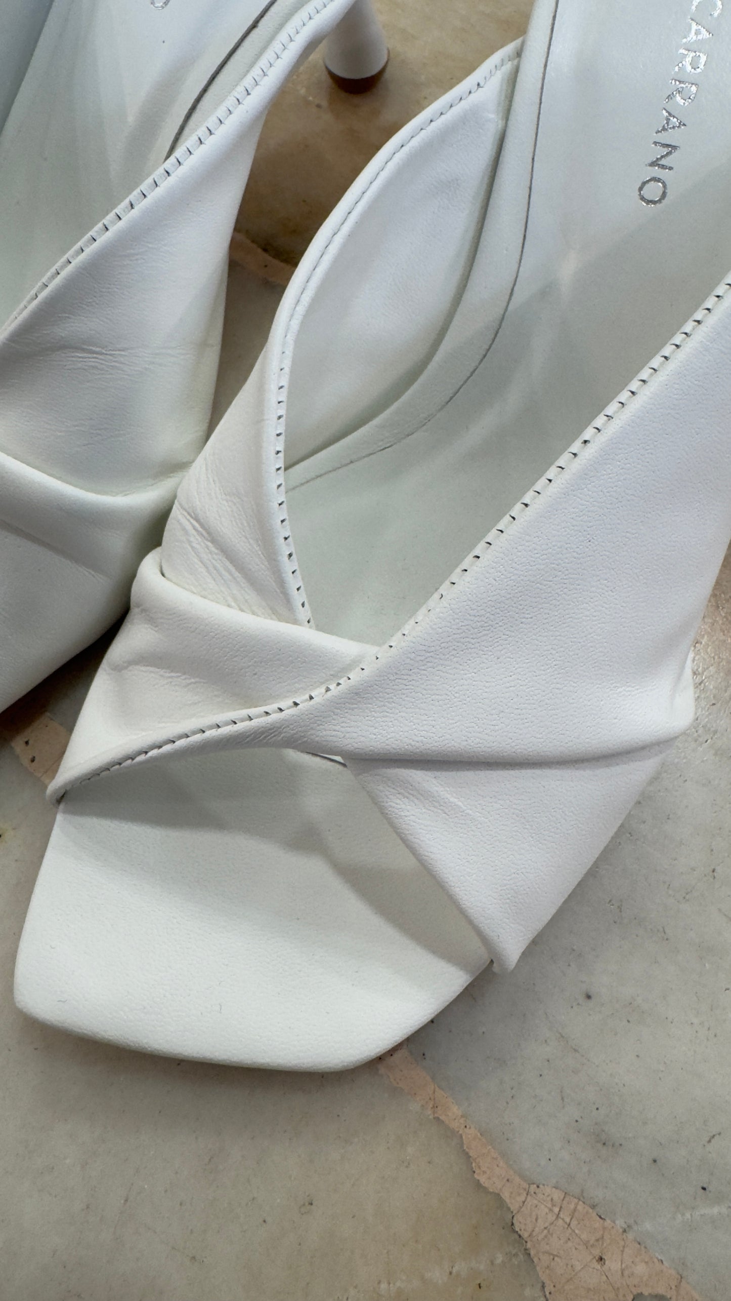Ciabattina mules bianca nodo