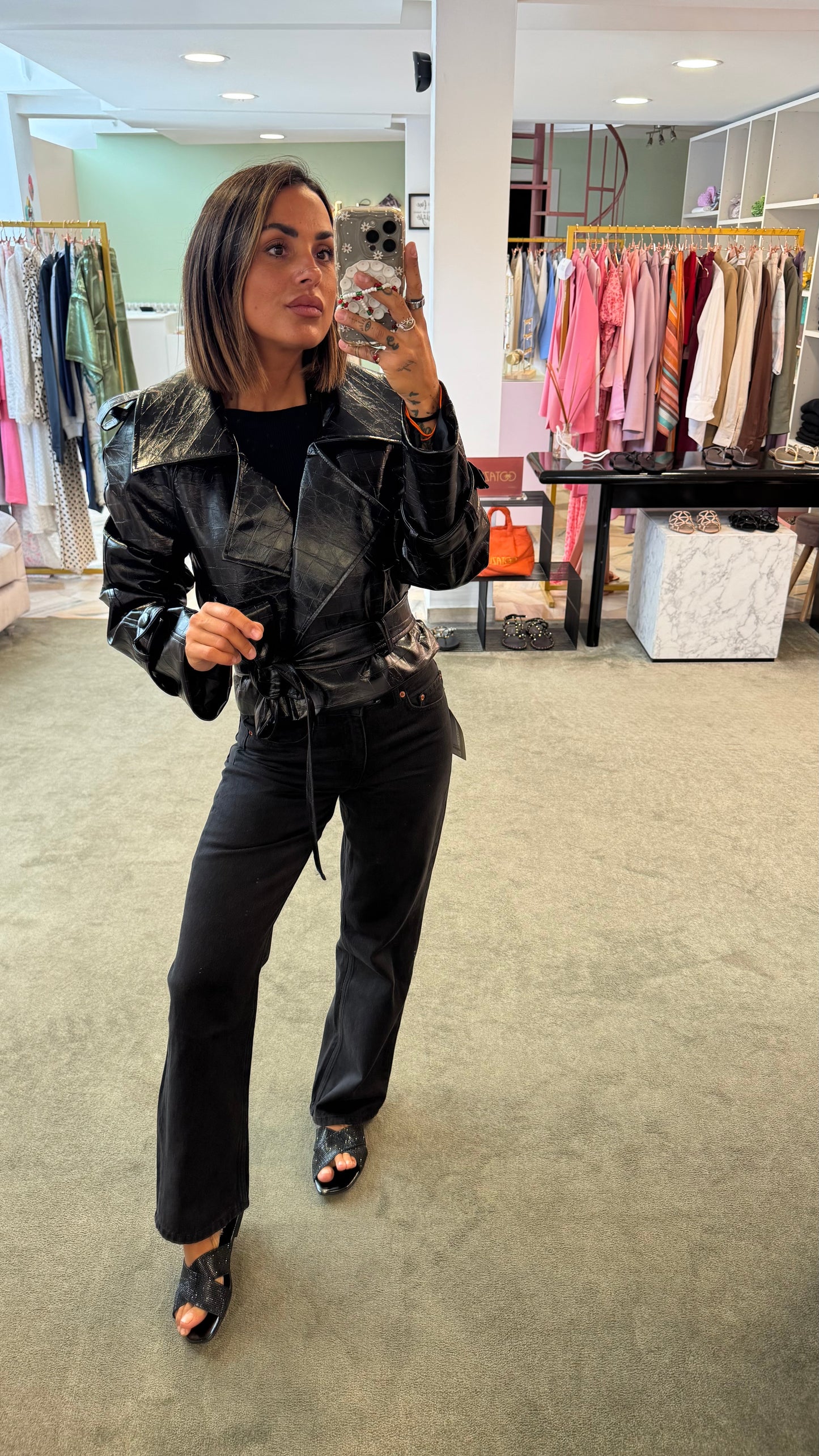 Trench crop nero crocco Actualee