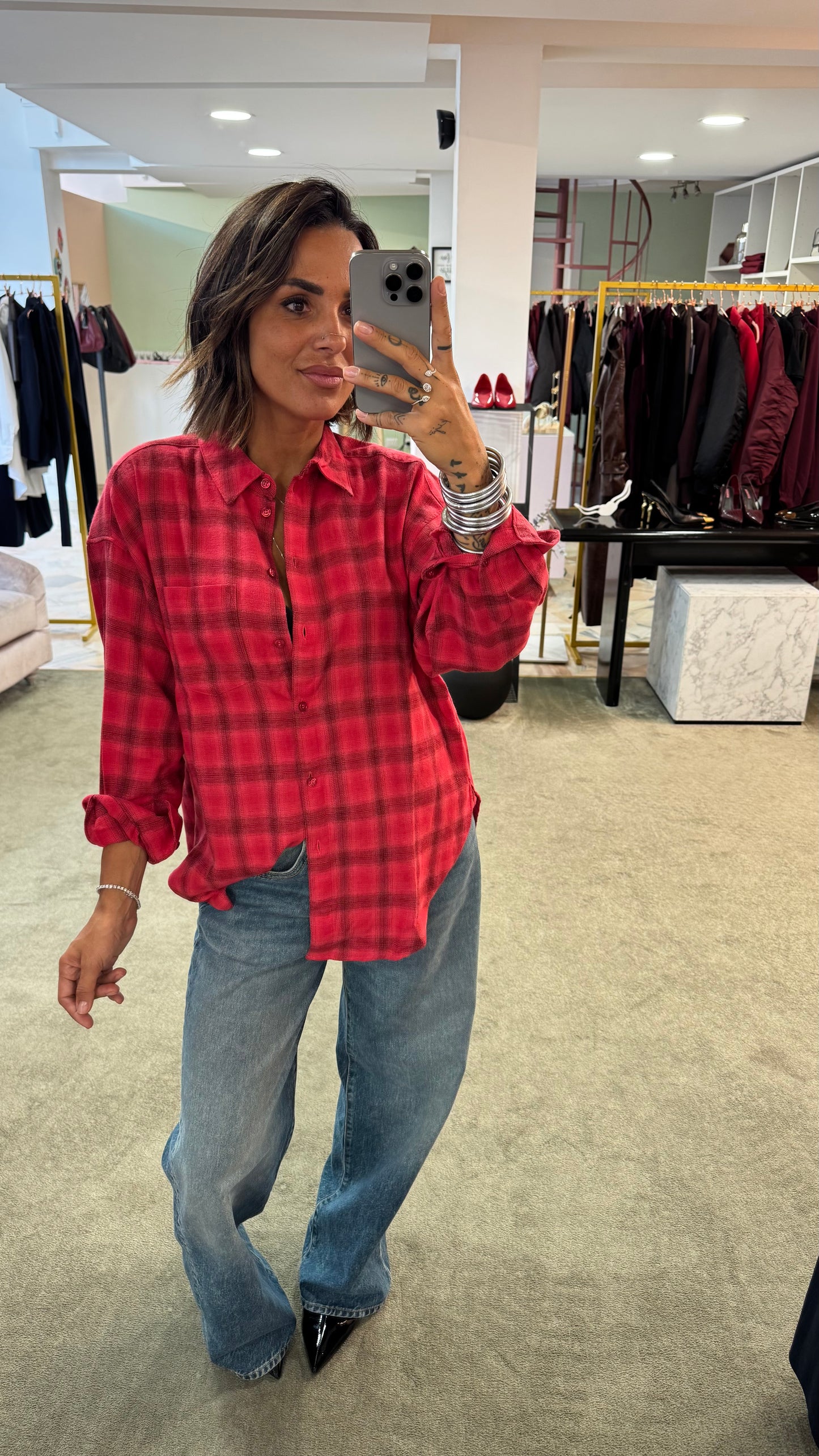Camicia rossa a quadri jx