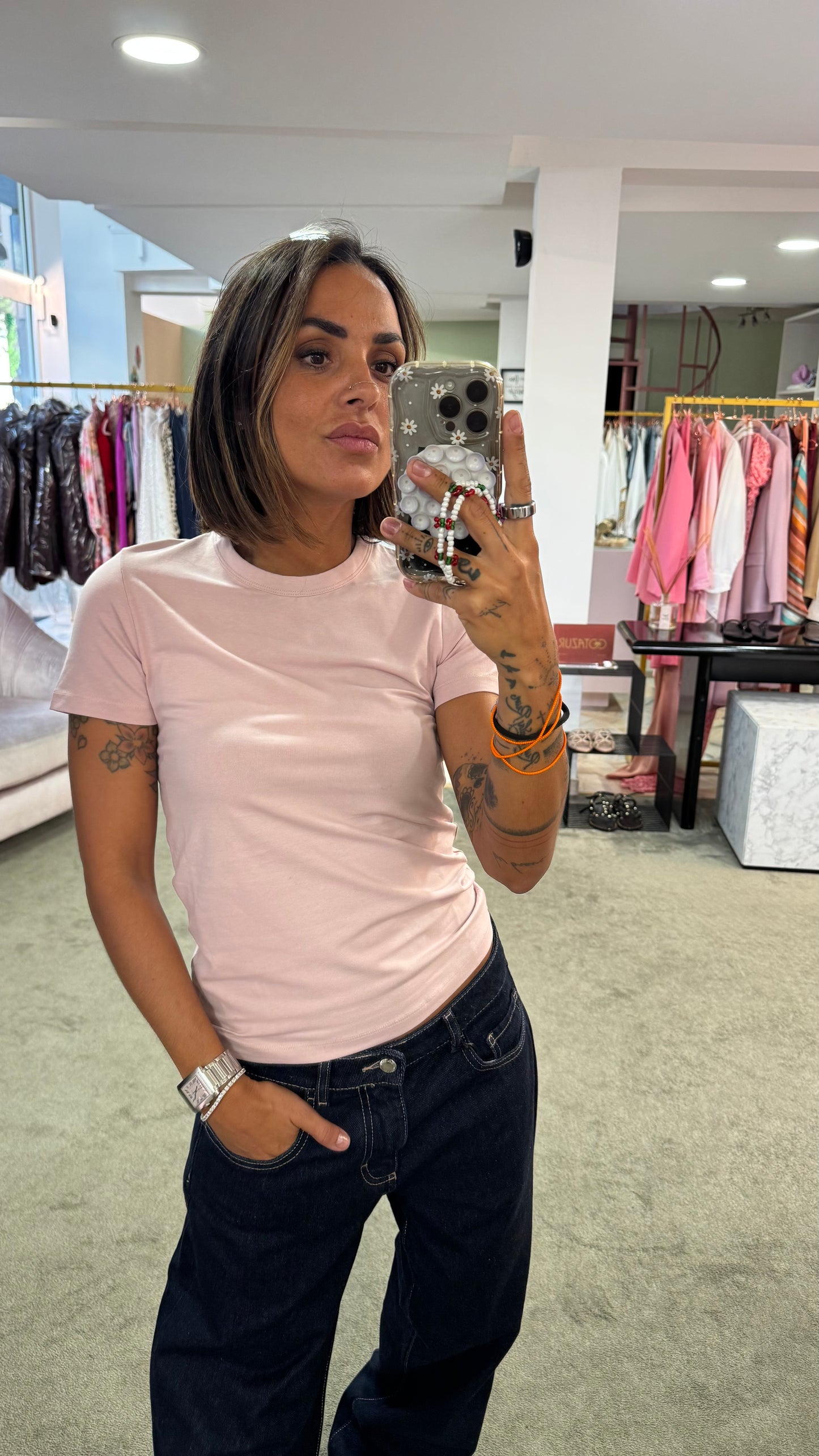 T-shirt gigi rosa baby slim basica jx