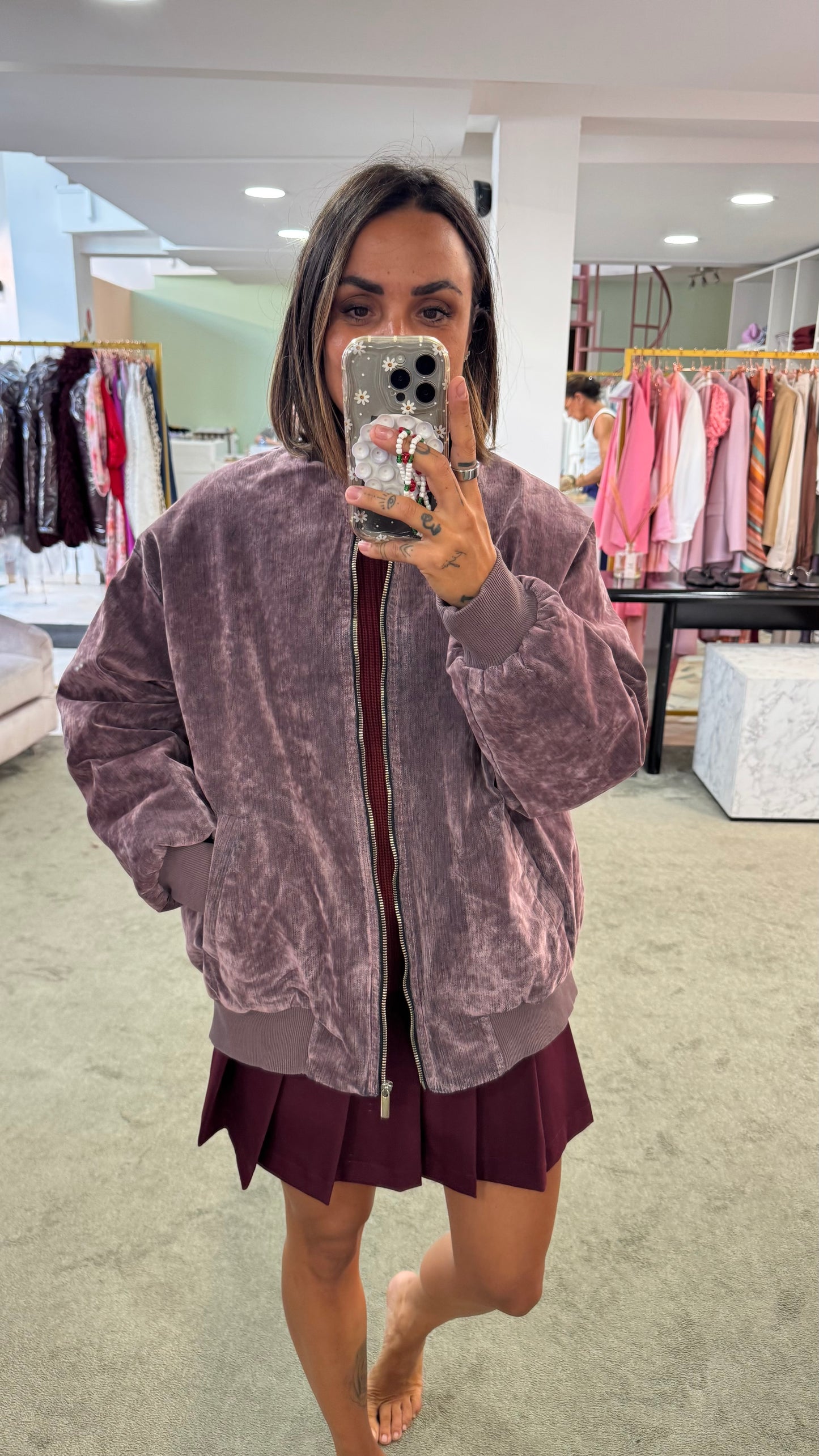 Bomber lilla in denim floccato Don't@Me