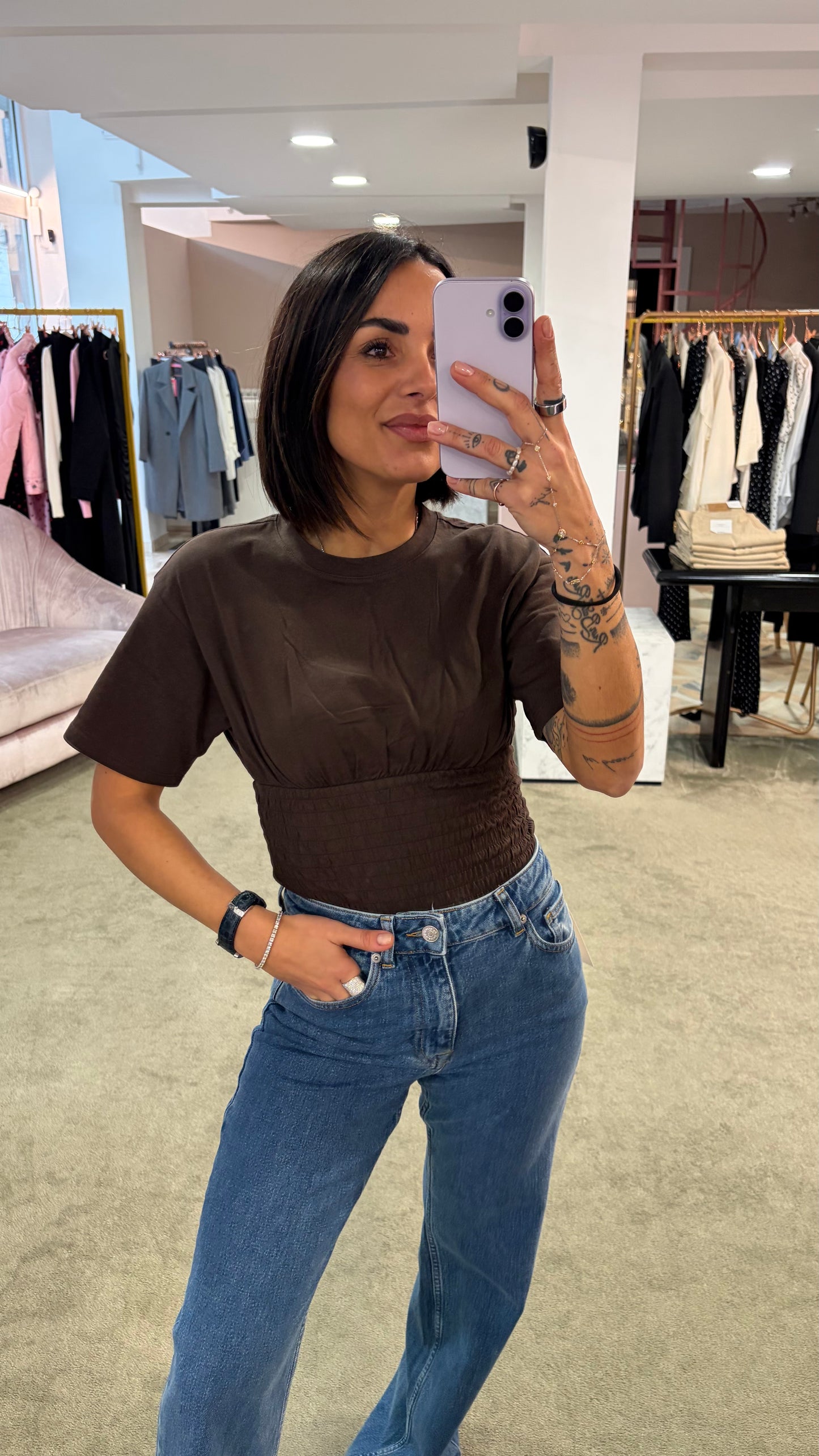 T-shirt marrone bustier jx