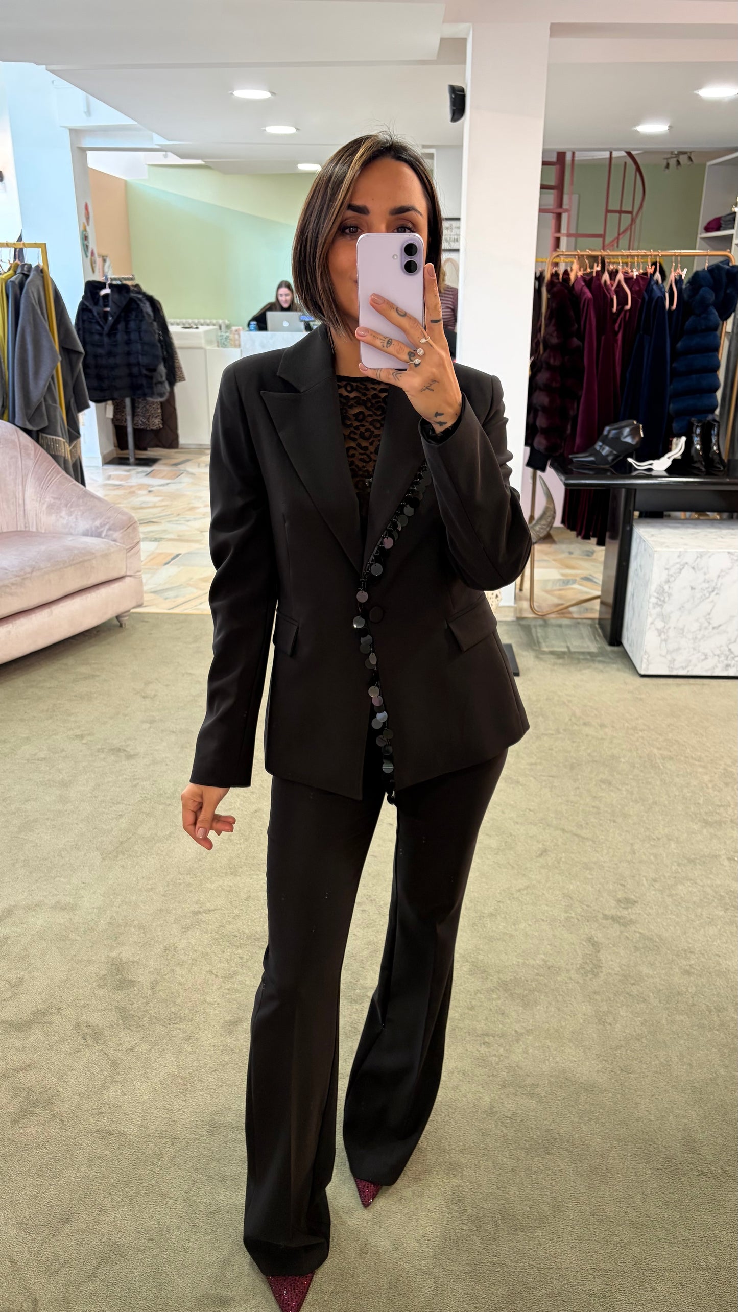 Pantaloni neri zampa fr