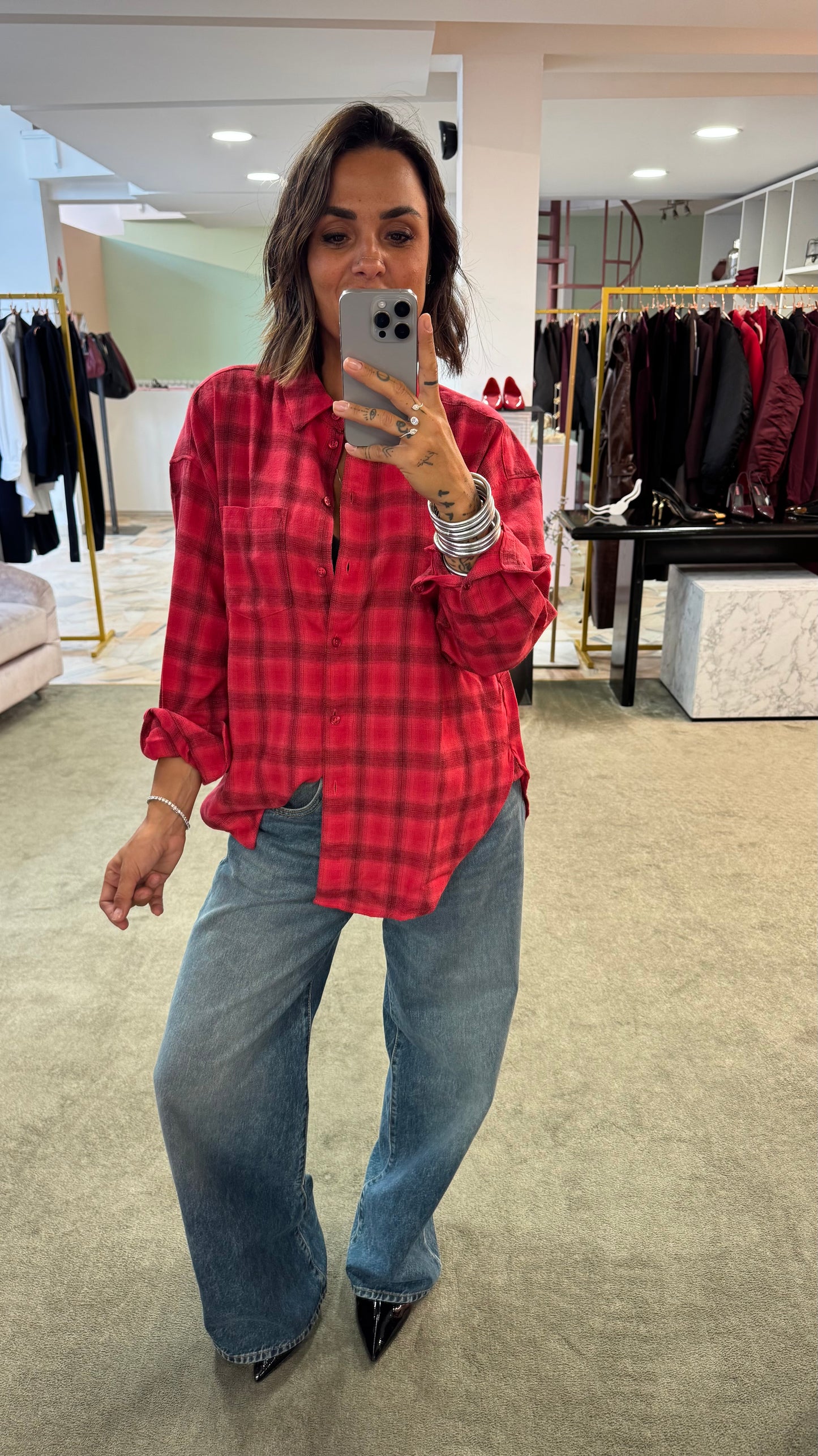 Camicia rossa a quadri jx