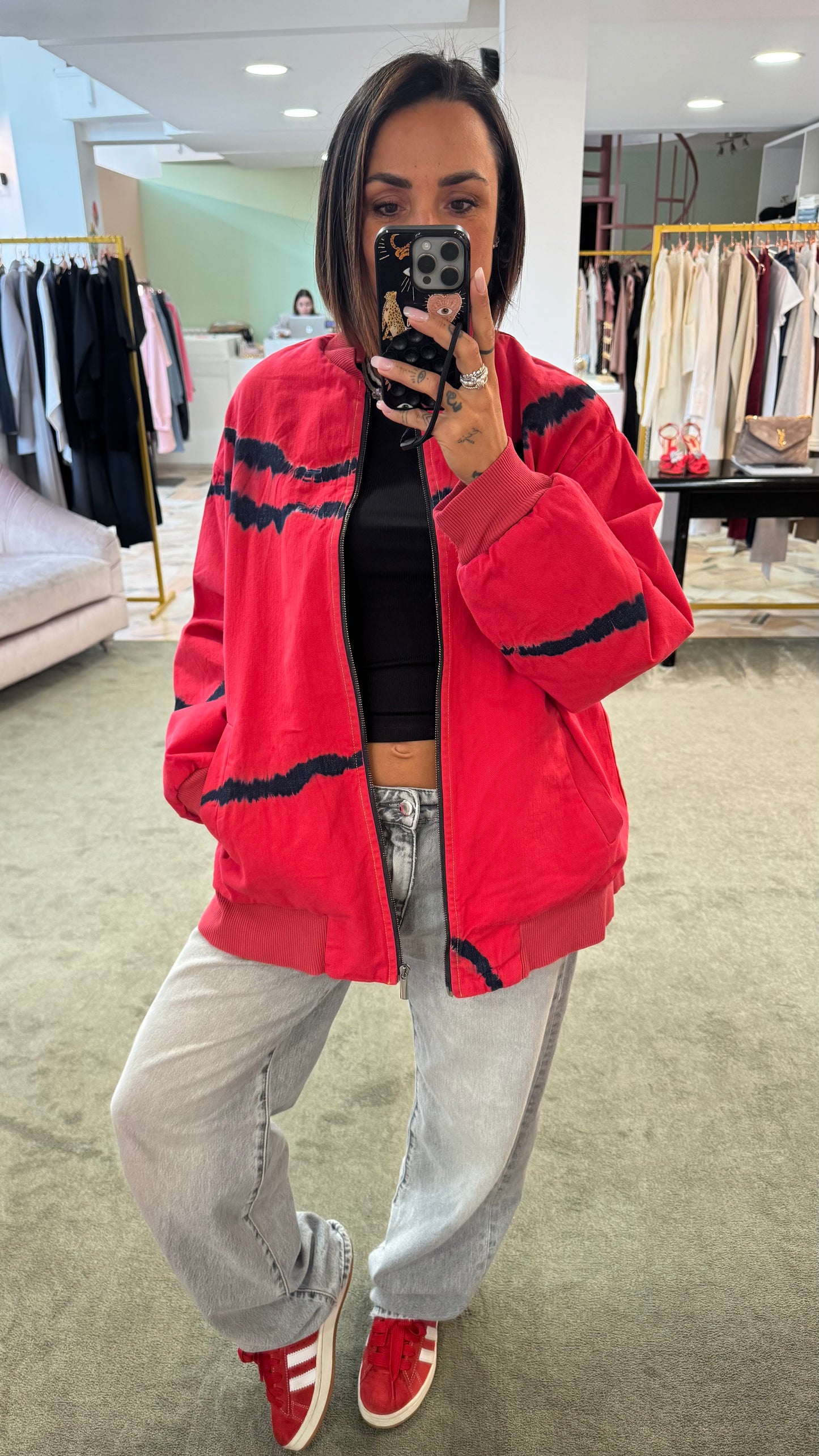 Bomber rosso tie-dye Don't@me