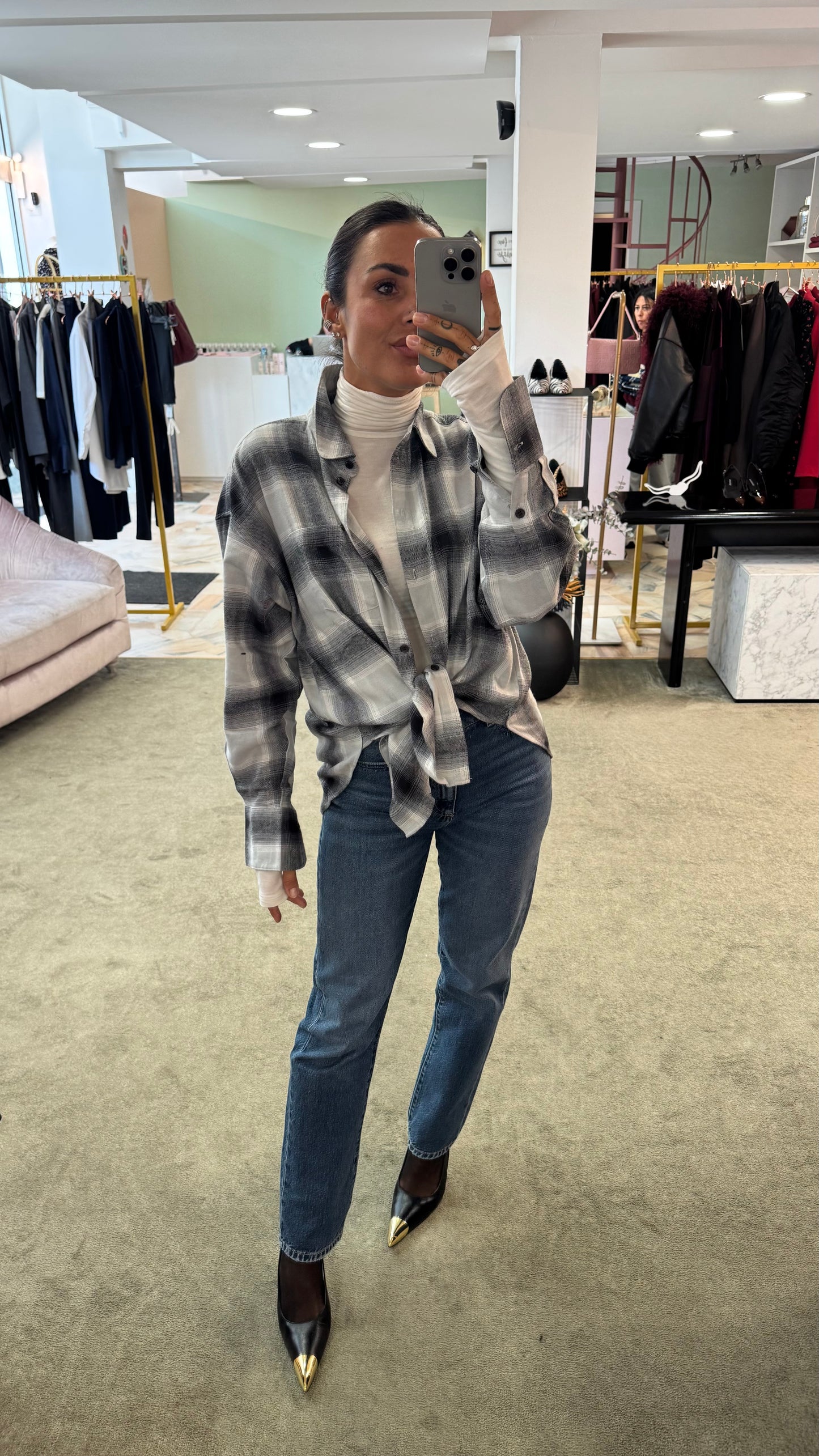 Camicia grigia a quadri jx